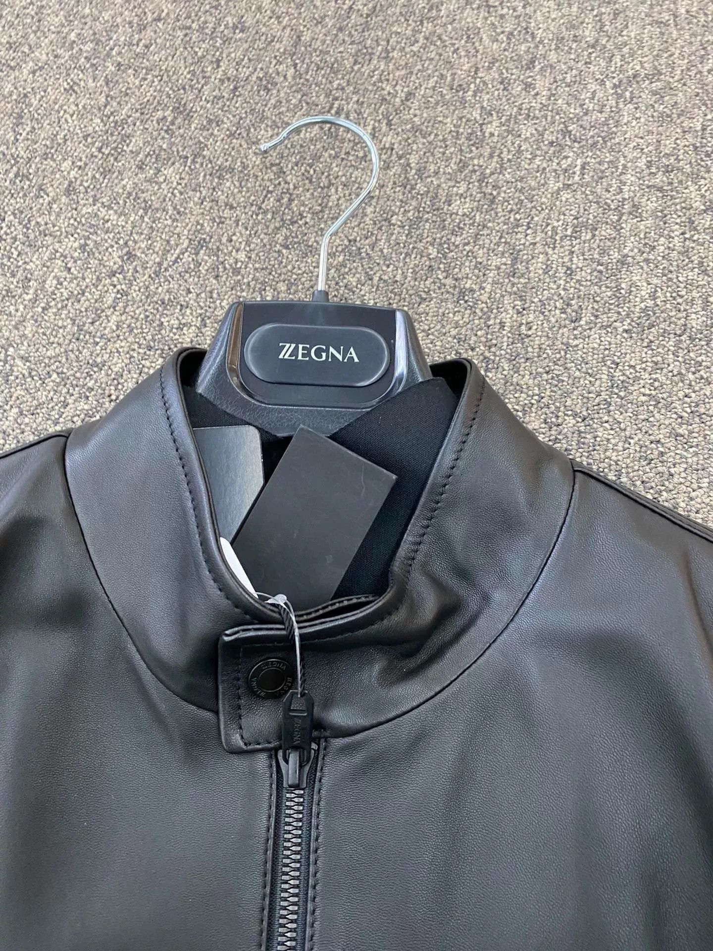 Z Zegna ZZEGNA Men's Black Leather Jacket Size US XS / EU 42 / 0 - 2 Thumbnail