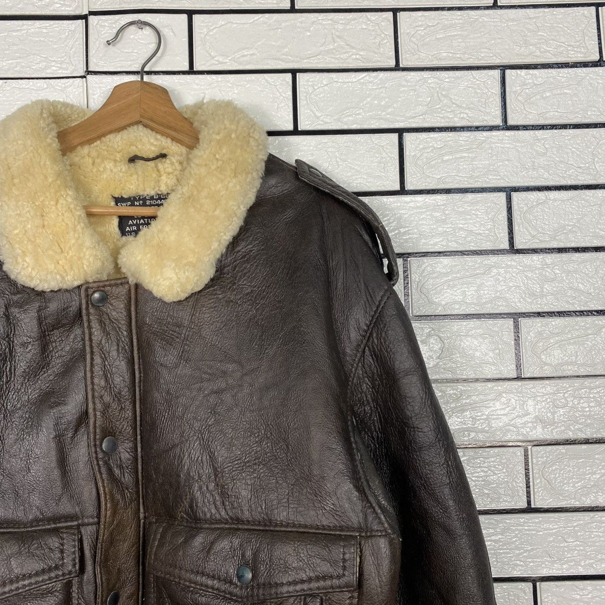 Vintage 🔥VINTAGE SHEARLING GENUINE LEATHER JACKET AVIATION USA Size US XL / EU 56 / 4 - 6 Thumbnail