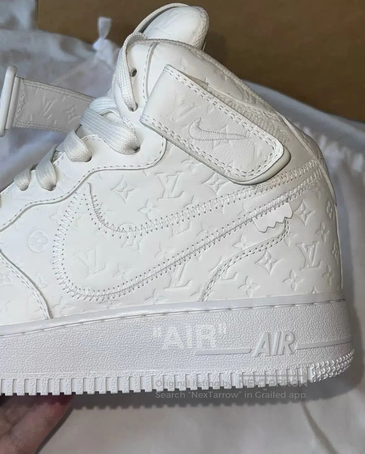 Louis Vuitton Nike x Louis Vuitton White Air Force 1 Sneakers 0079. Size US 8.5 / EU 41-42 - 5 Thumbnail