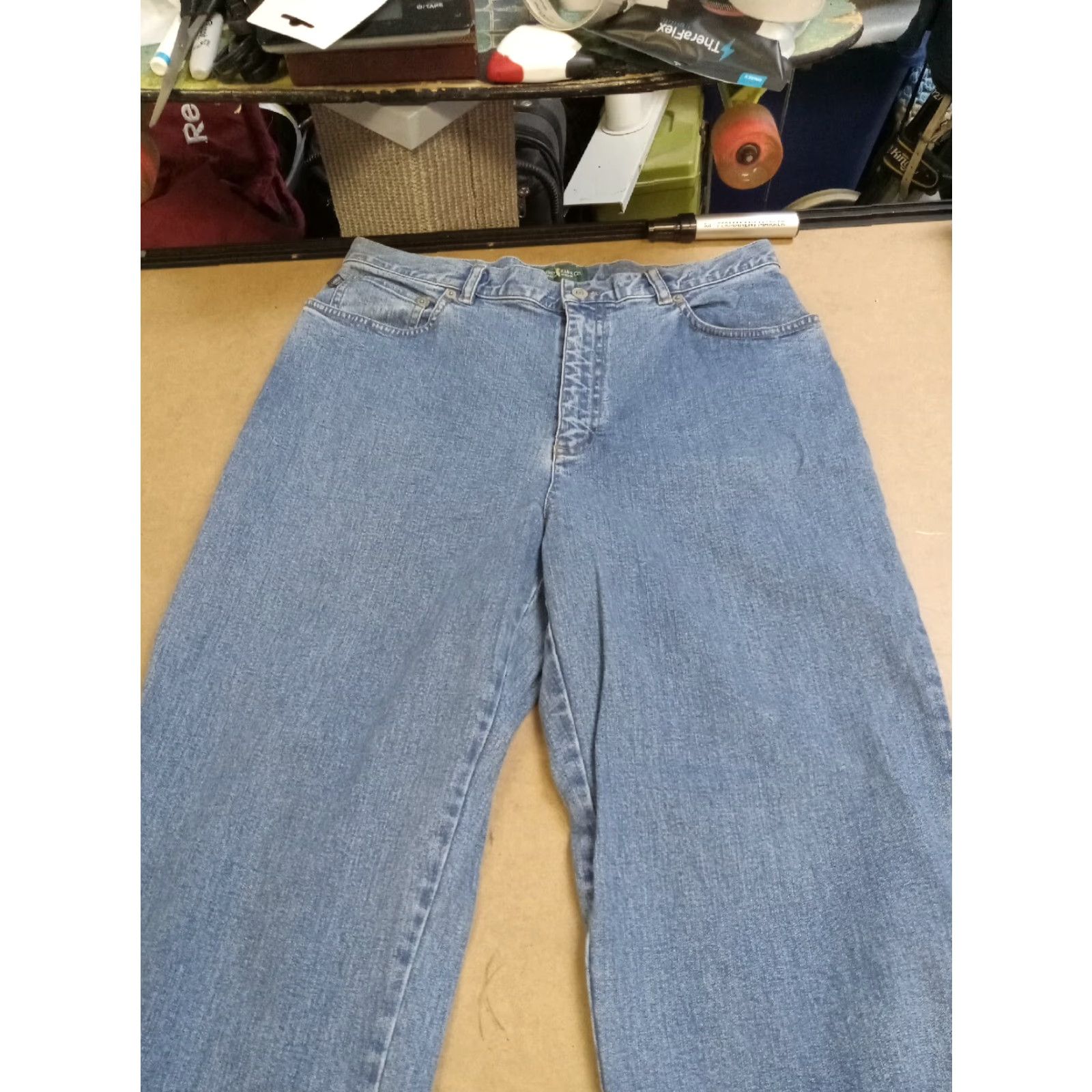 Denime Lauren Jeans Co. Jeans Women 12 Regular 33" Waist 30" Inseam Blue Denim Straight Leg 33 Unique Logo Zipper Button Stretch Vintage No N/A Size 24" / US 00 / IT 34 - 6 Thumbnail