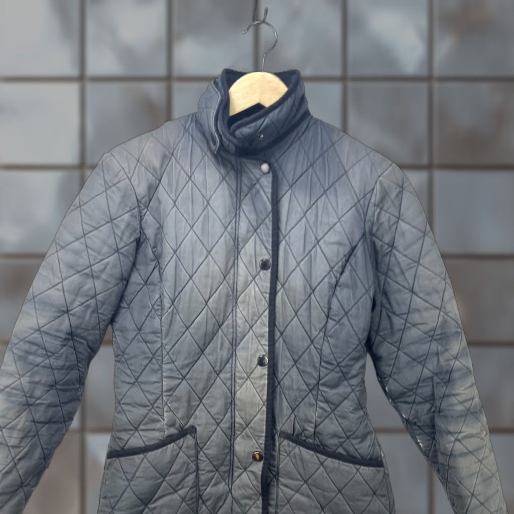 VINTAGE Barbour Quilted Jacket Womens 4 Gray USA 90s