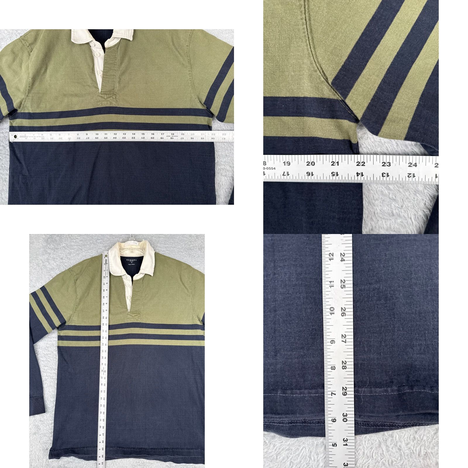 Vintage VINTAGE Sonoma Polo Shirt Men XL Green Blue Long Sleeve Rugby Jersey Slim Fit Size US XL / EU 56 / 4 - 8 Thumbnail