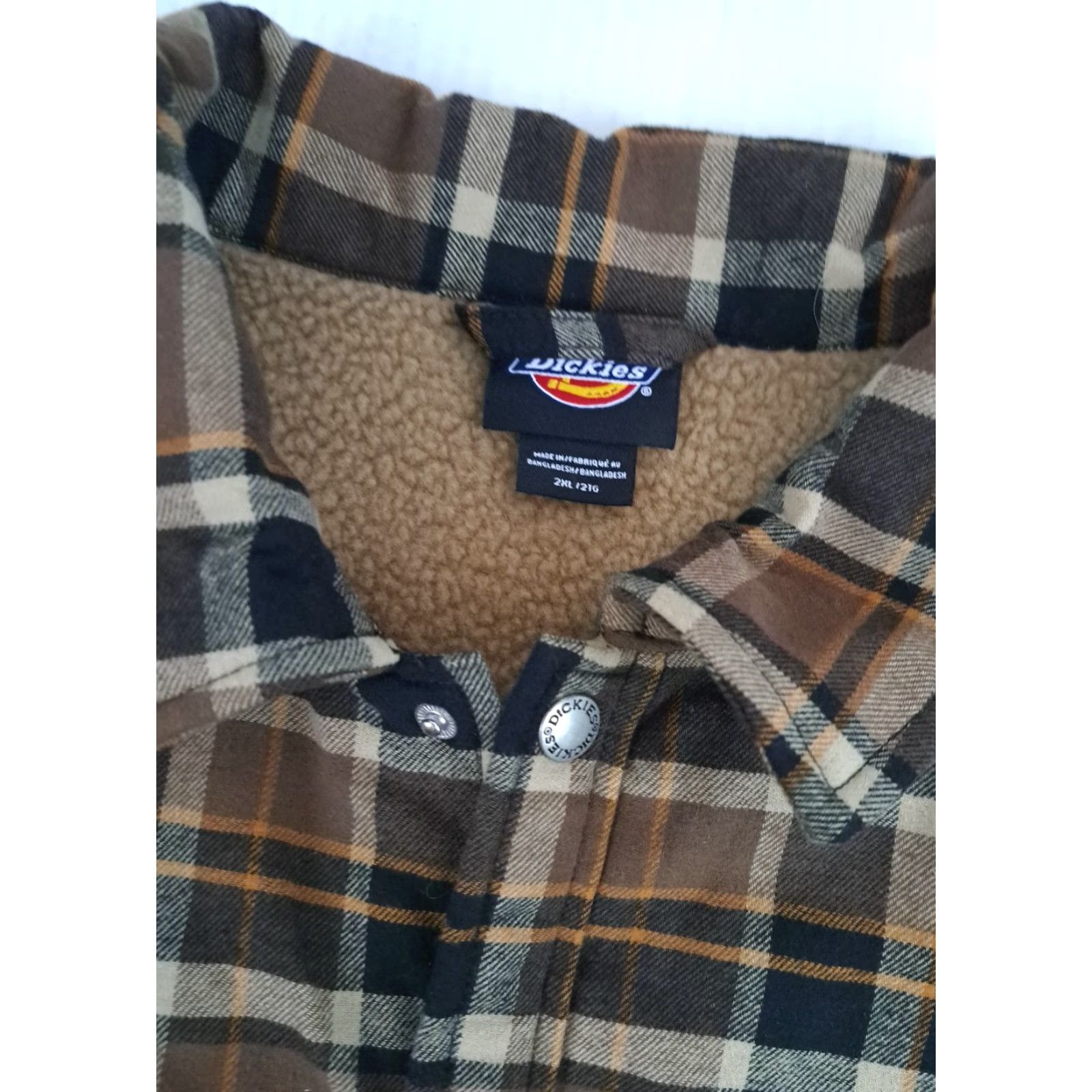 Dickies VINTAGE Dickies Full Snap Metal Button Insulated Brown Plaid Outdoor Shirt 2XL Size US XXL / EU 58 / 5 - 3 Thumbnail