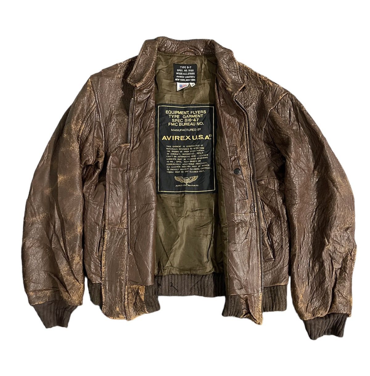 Vintage Type B-7 Avirex Limited Leather Distressed Jacket