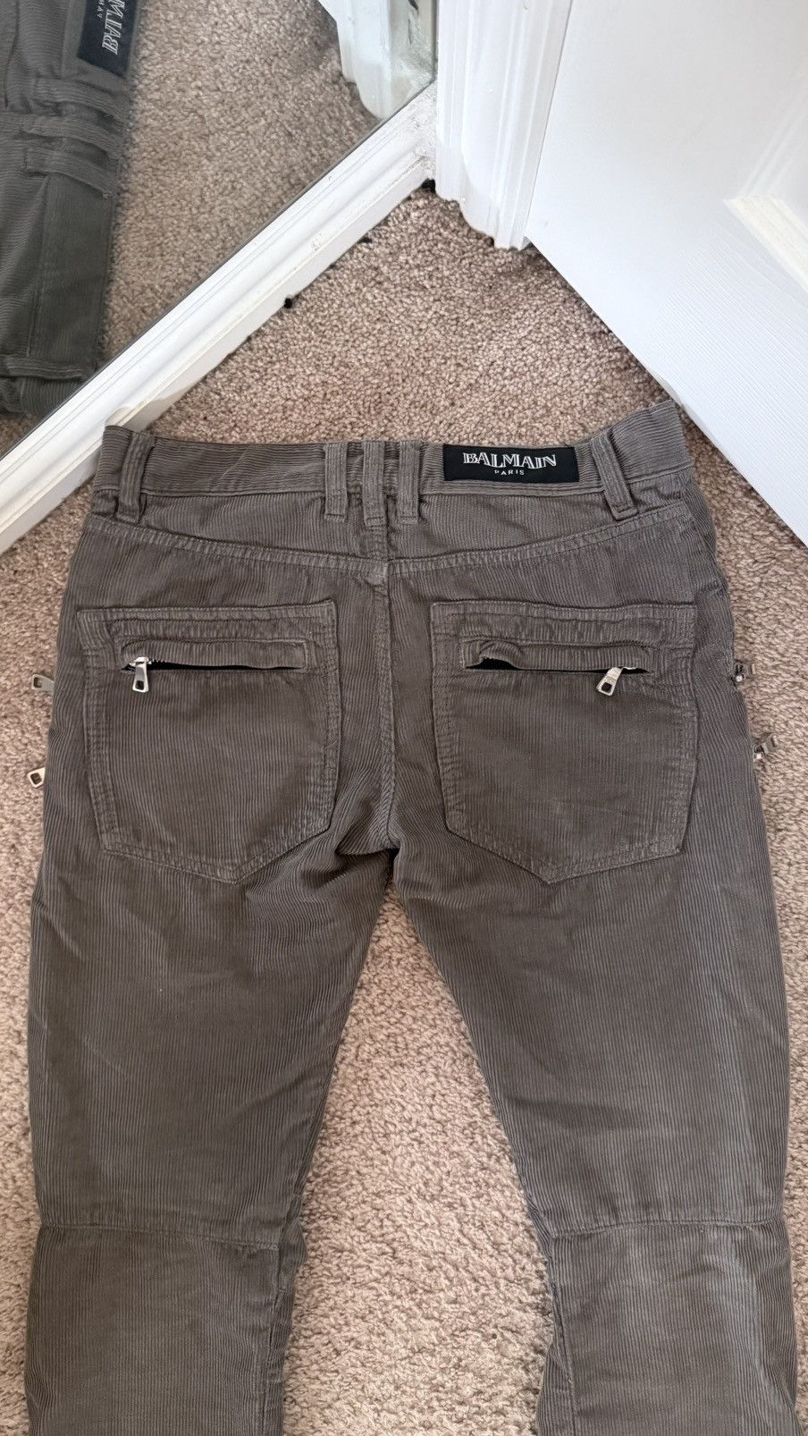 Double-Zip Corduroy Bikers
