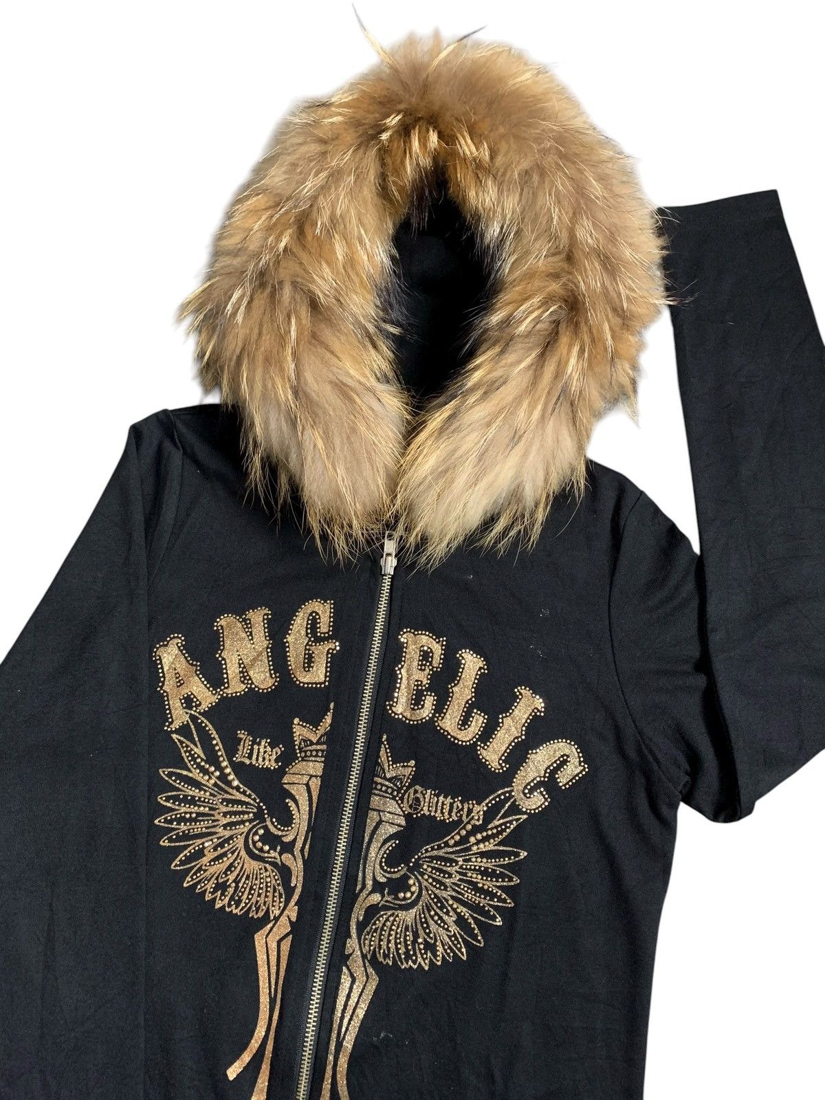 Beauty Beast RICH FUR ZIP HOODIE ANGELIC GLITTER POEM IFSIX LGB STYLE Size S / US 4 / IT 40 - 3 Thumbnail