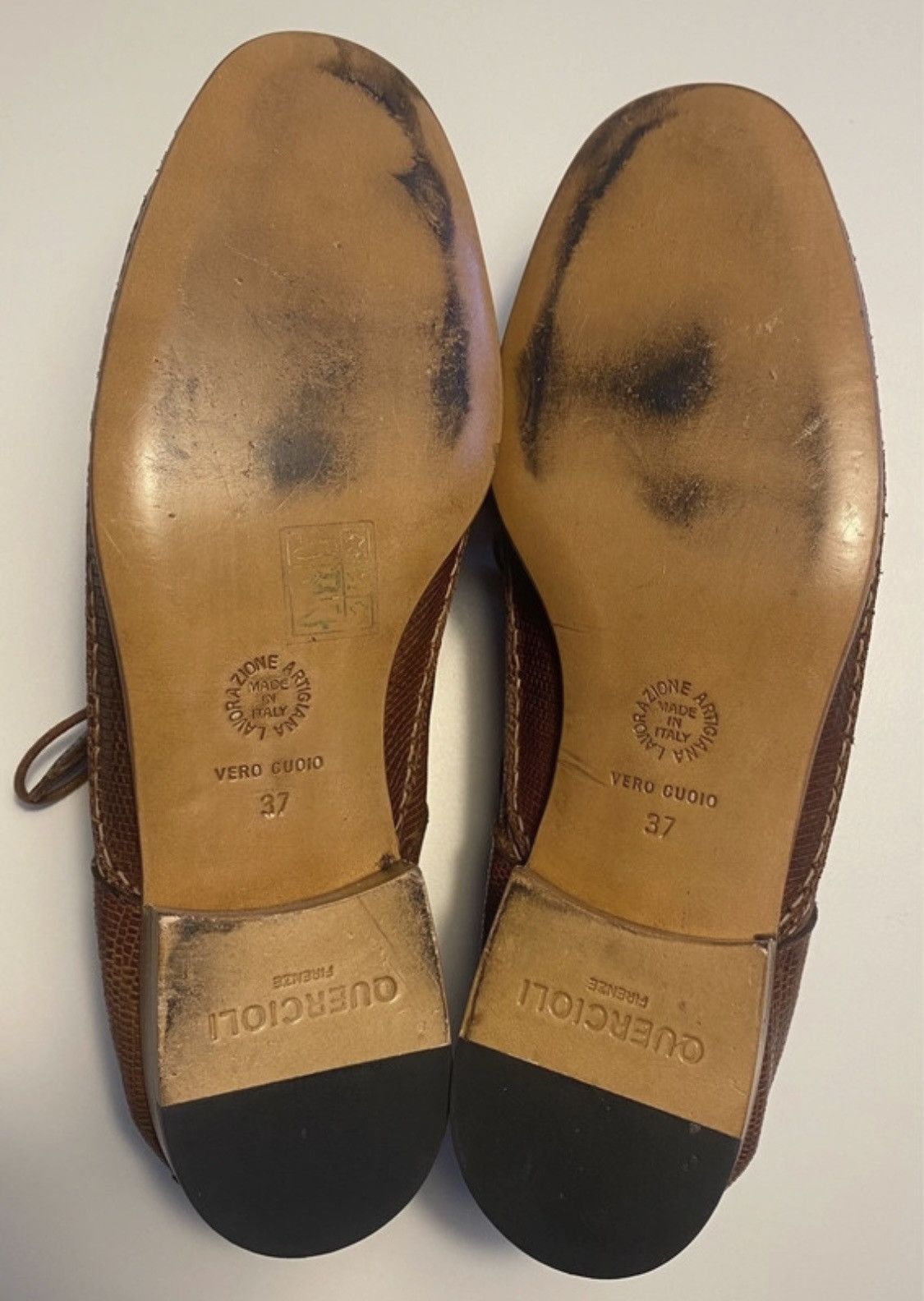 Quercioli Derby shoes in embossed lizard print leather Size US 7 / IT 37 - 5 Thumbnail