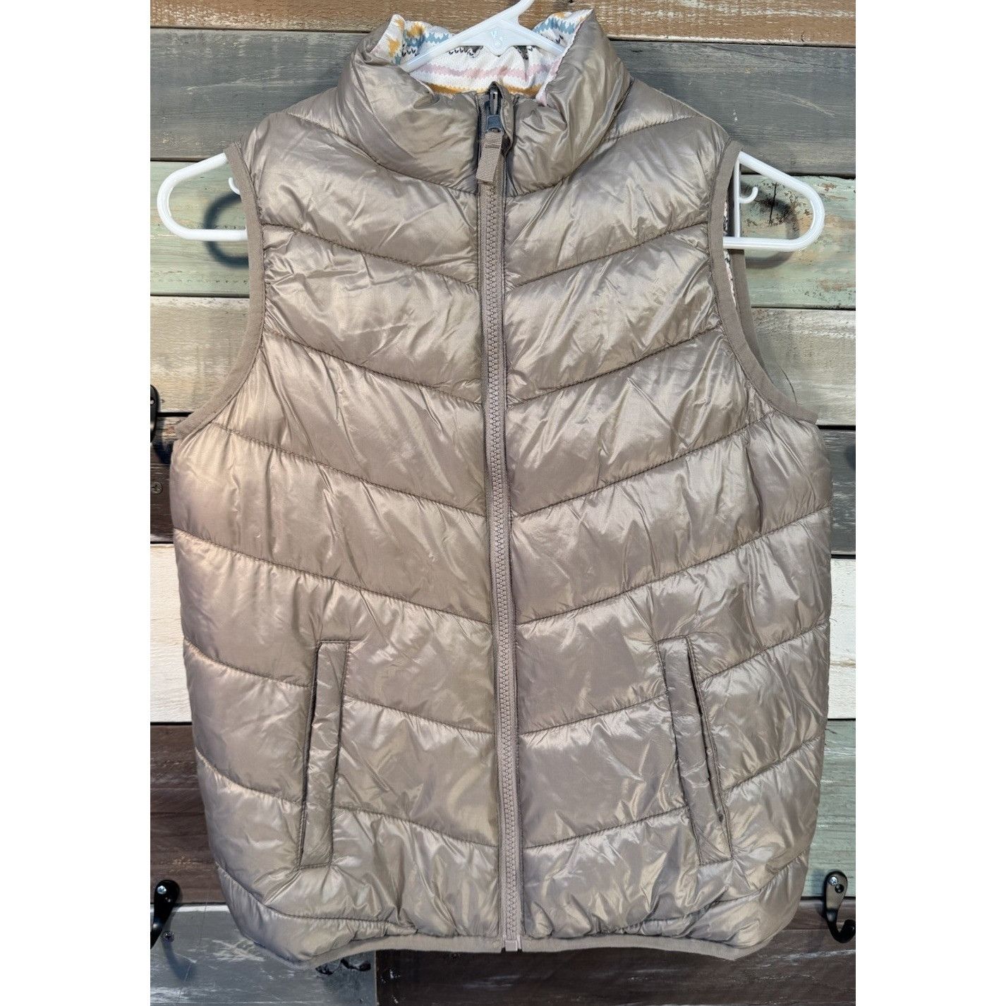 Other Swiss Tech Reversible Tan White Puffer Puffy Vest Girls Larg Size L / US 10 / IT 46 - 1 Thumbnail