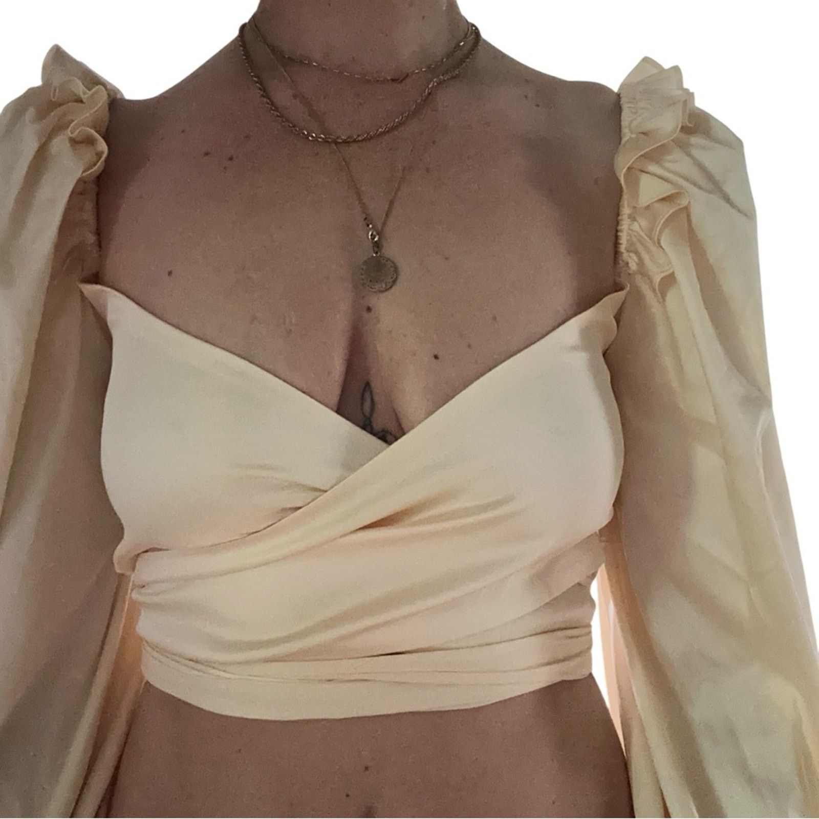 For Love & Lemons NWOT For Love & Lemons Argent Wrap Blouse – Cream – Size XS Size XS / US 0-2 / IT 36-38 - 3 Thumbnail