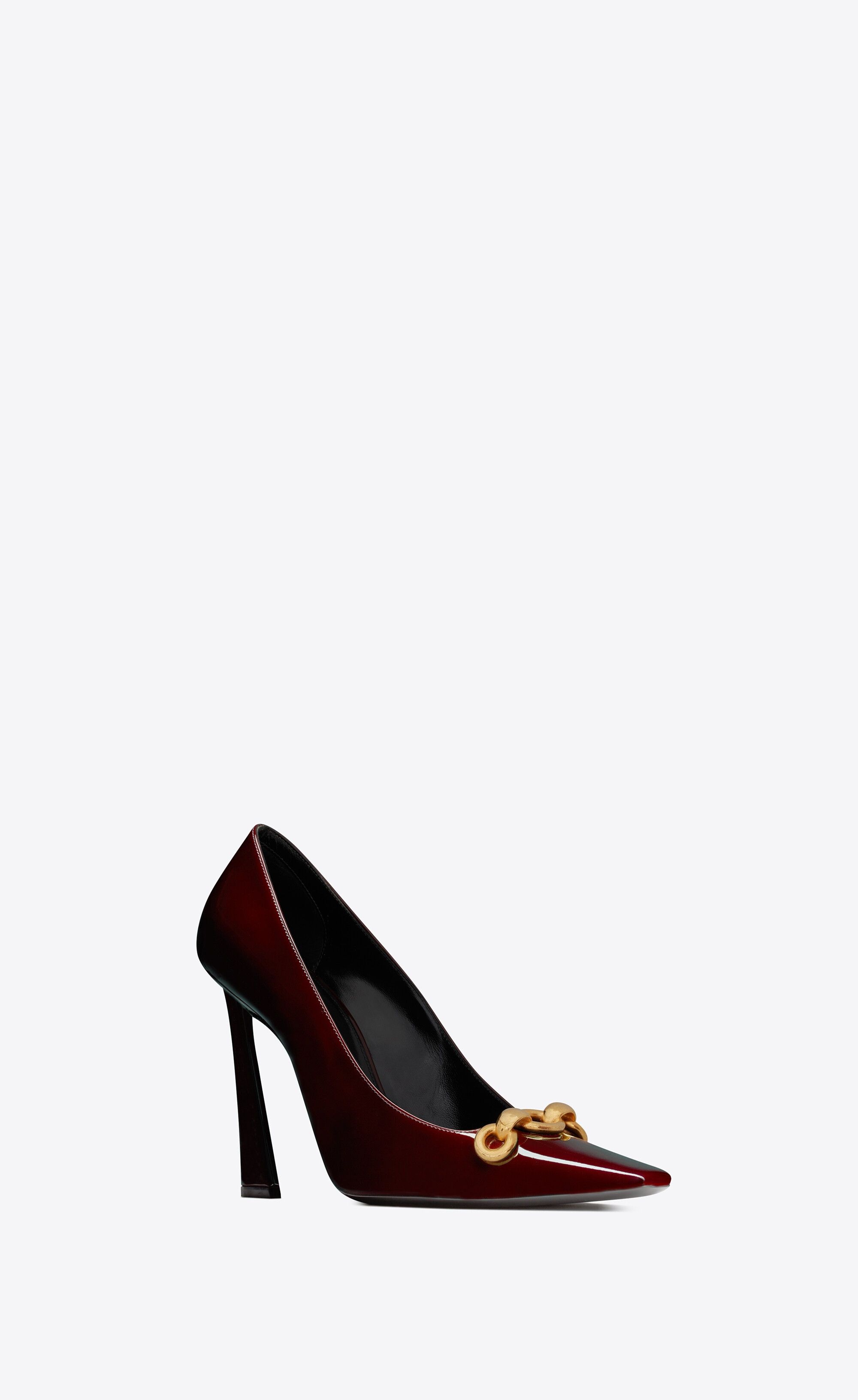 Saint Laurent Paris o1b1hav111224 Severine Pumps in Patent Leather in Burgandy Size US 6.5 / IT 36.5 - 3 Thumbnail