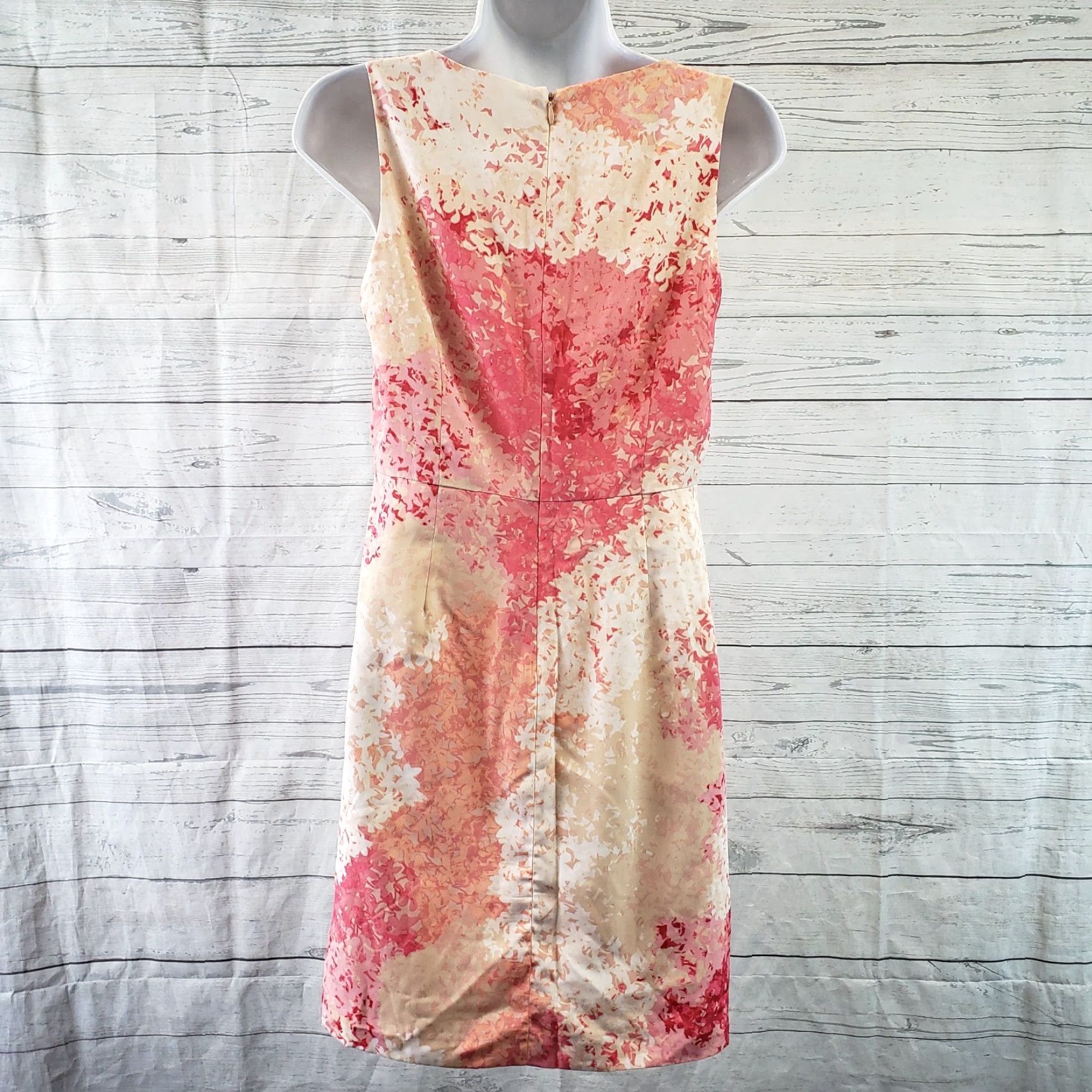 Loft Ann Taylor LOFT Dress Womens Sz 2P Pink Beige Floral Sleeveless Scoop Neck Size XS / US 0-2 / IT 36-38 - 4 Thumbnail