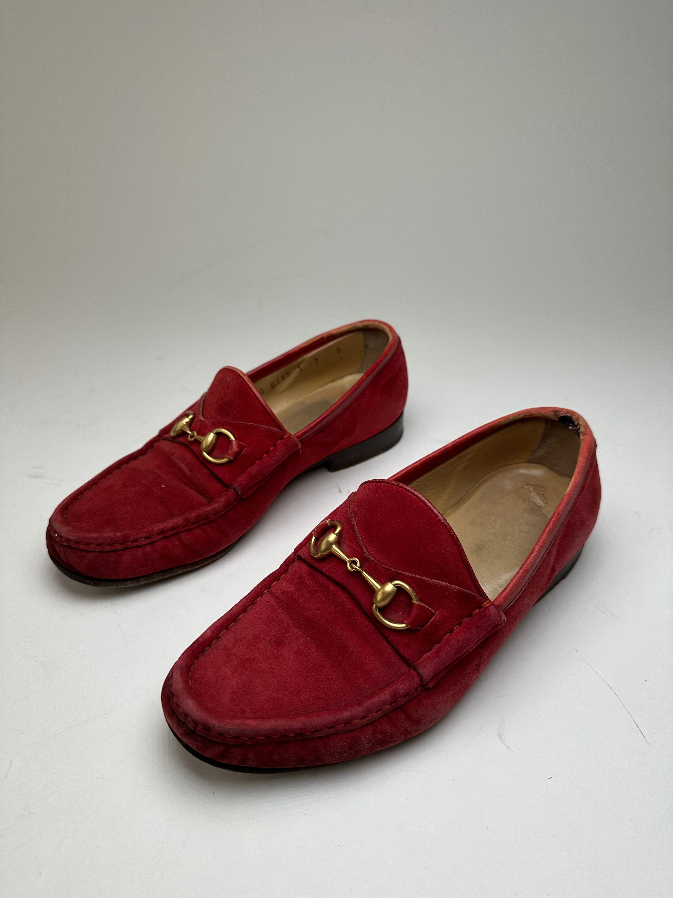 Gucci Vintage Horsebit Suede Loafer Red 36,5 Size US 5.5 / IT 35.5 - 1 Thumbnail
