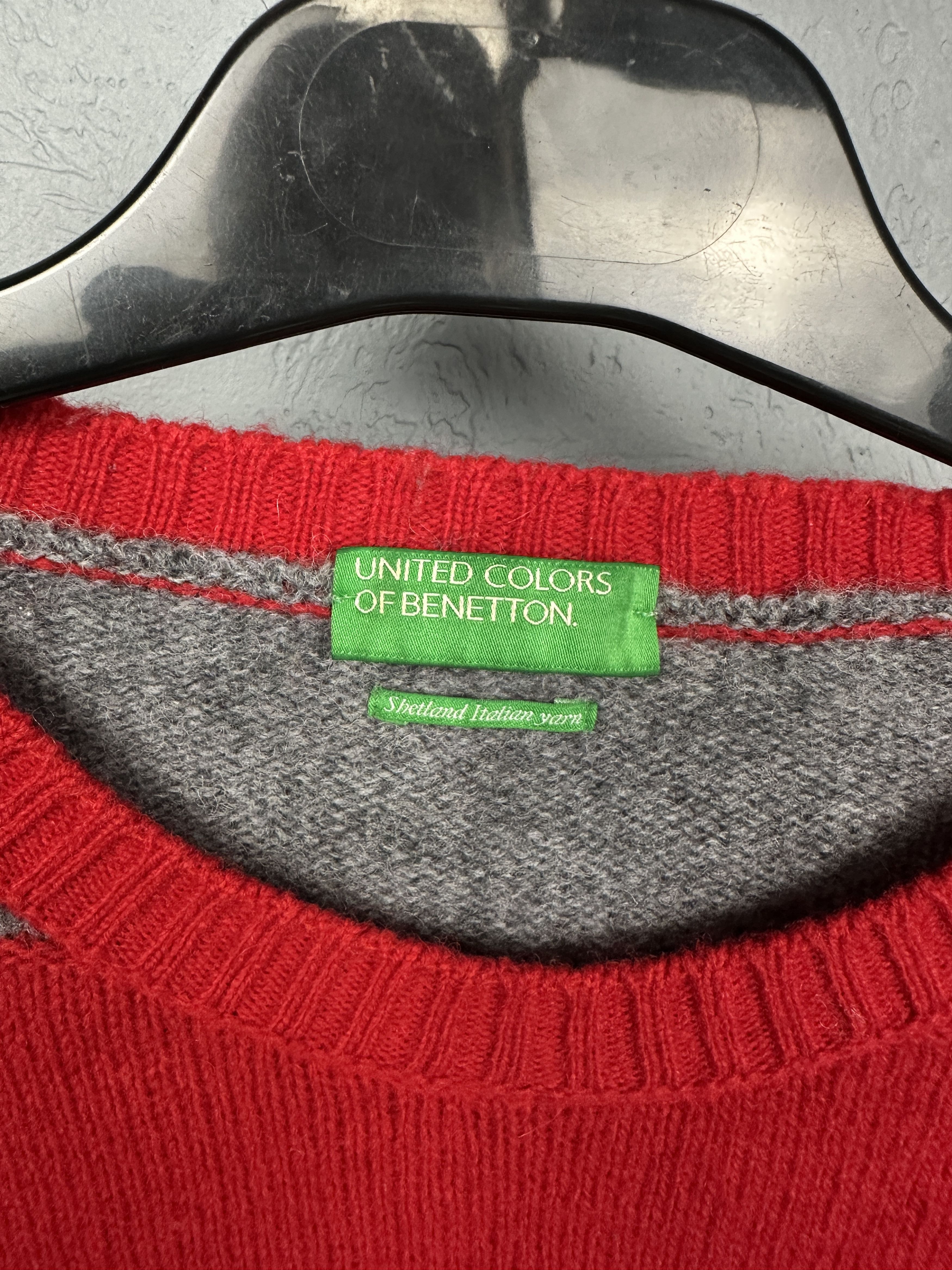 Benetton United Colours of Benetton Vintage Mens Wool Knit Sweater Size US L / EU 52-54 / 3 - 3 Thumbnail