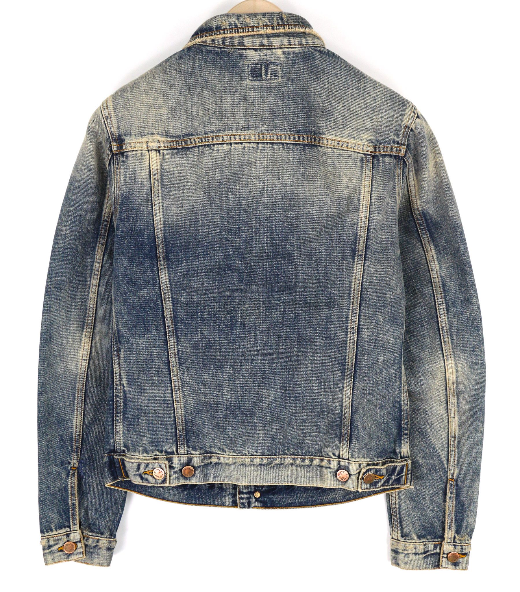 Nudie Jeans BILLY S Shimmering Indigo Distress Polo Neck Jacket 82485 Size US S / EU 44-46 / 1 - 2 Thumbnail