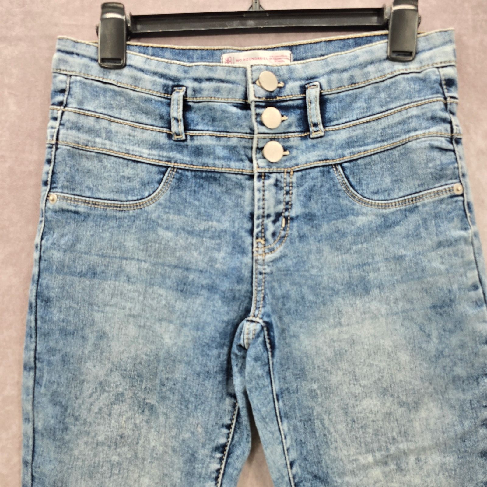 Other No Boundaries Blue Button Jeans Pants Size 9 Size 30" / US 8 / IT 44 - 3 Thumbnail