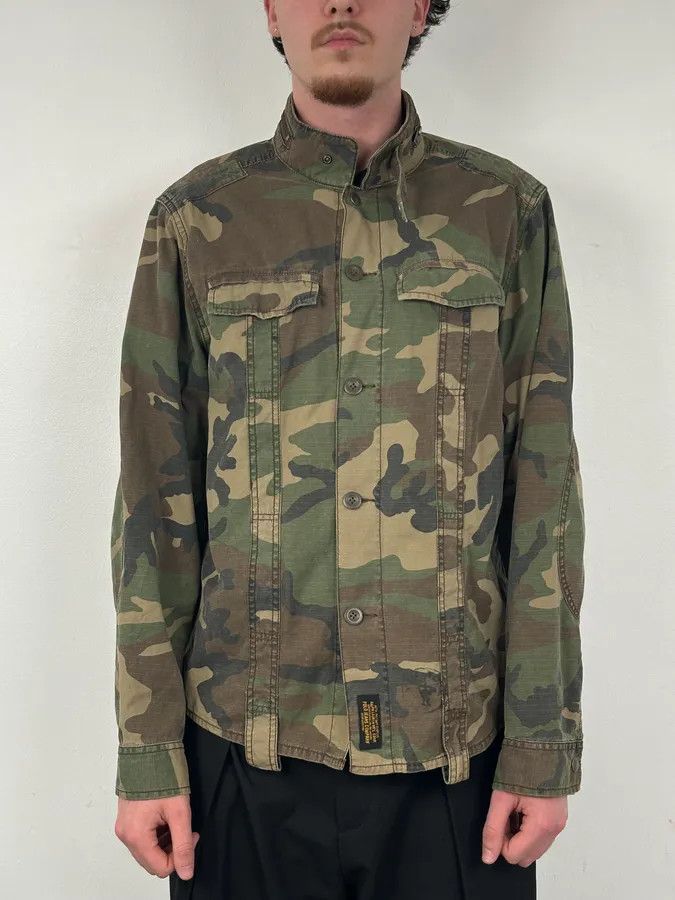Polo Ralph Lauren 2010s Ralph Lauren Olive Camo Military Shirt Jacket Size US M / EU 48-50 / 2 - 2 Thumbnail