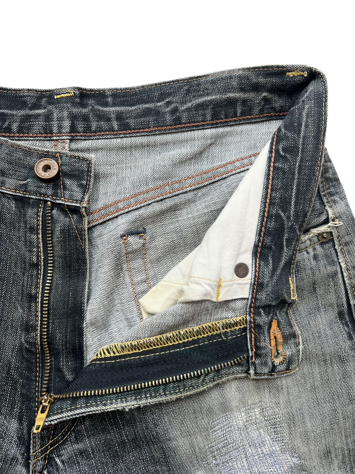 Edwin Vintage Edwin 505ZX Selvedge Distressed Denim Jeans 31x31 Size US 31 - 10 Thumbnail