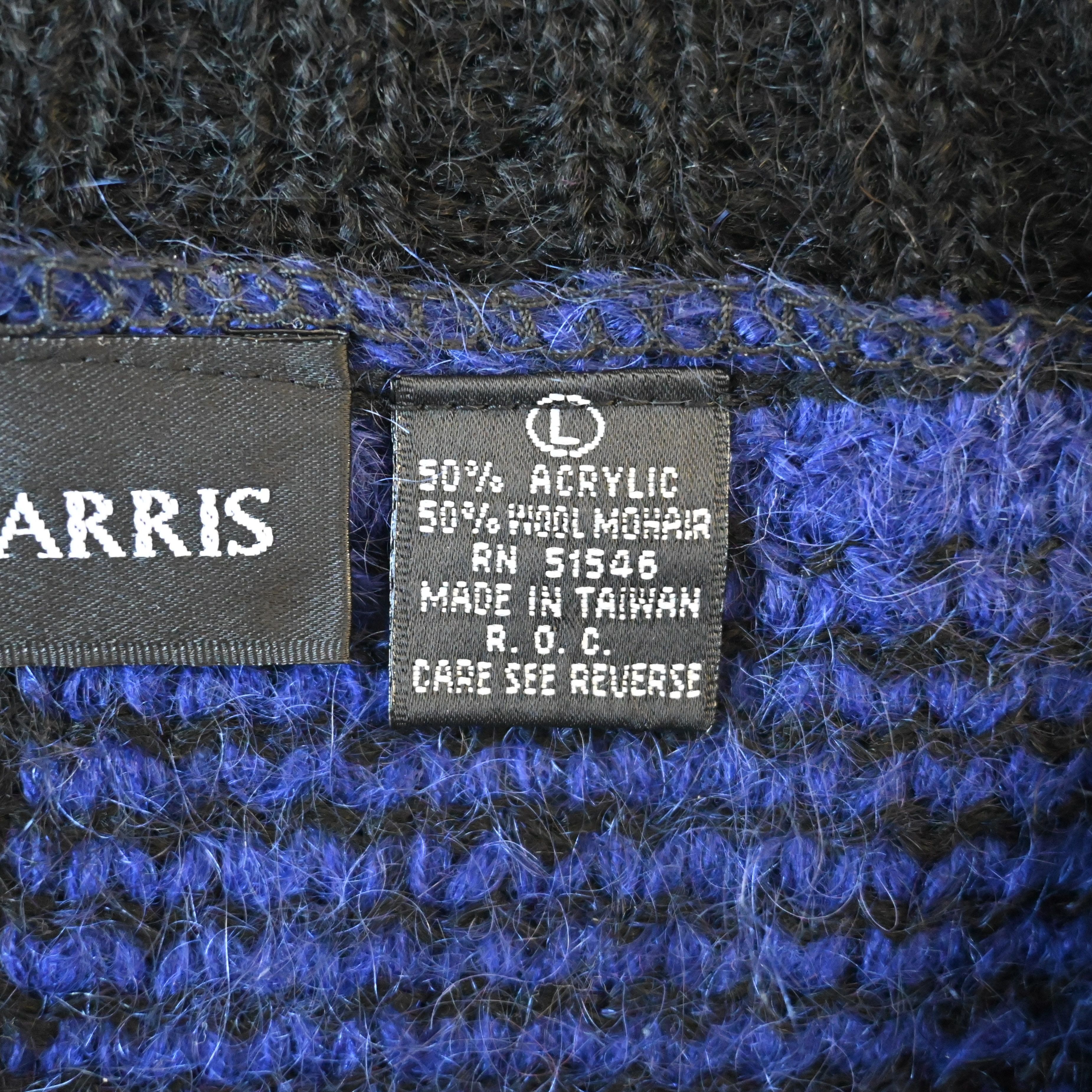 Vintage 1990s PAULHARRIS black&purple panel mohair-mix sweater Size L / US 10 / IT 46 - 11 Thumbnail