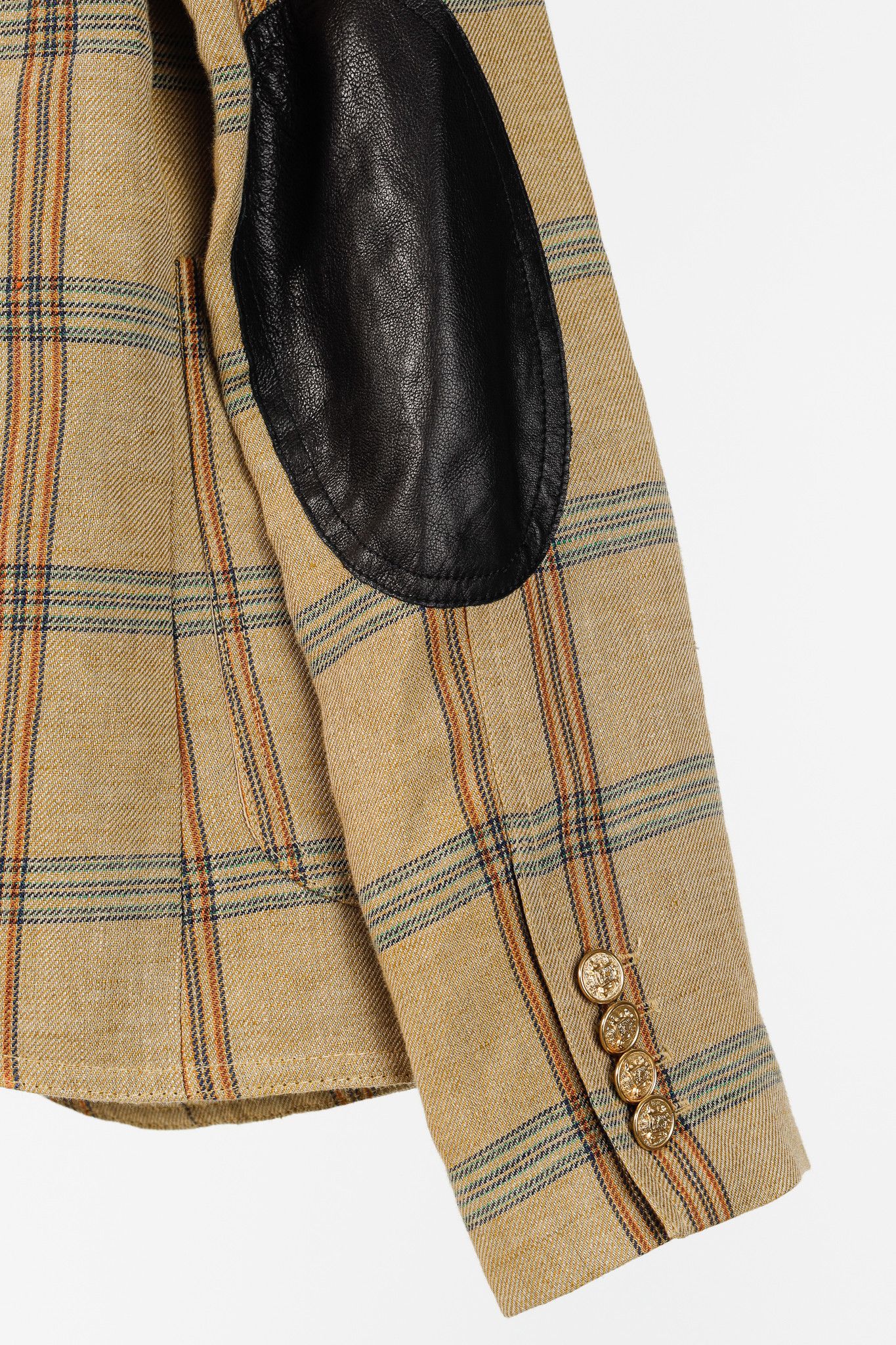 SMYTHE Smythe Patch Pocket Duchess Plaid Leather-Elbow-Patch Blazer Size M / US 6-8 / IT 42-44 - 7 Thumbnail
