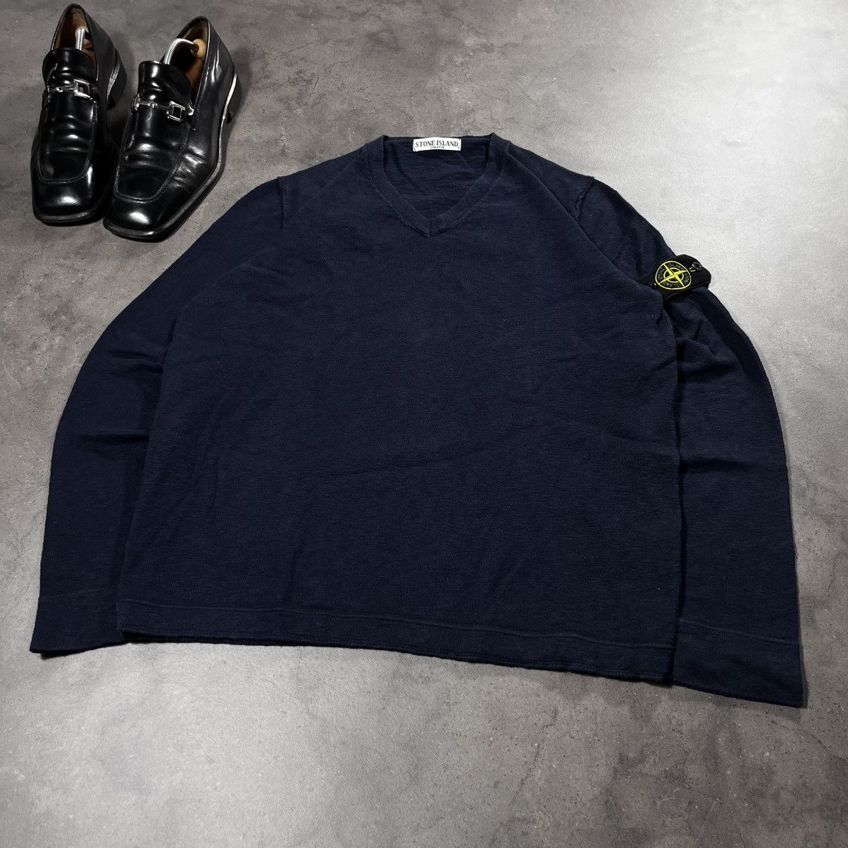 Stone Island Stone Island 00s Vintage Vneck Knit Sweater Massimo Osti Size US L / EU 52-54 / 3 - 2 Thumbnail