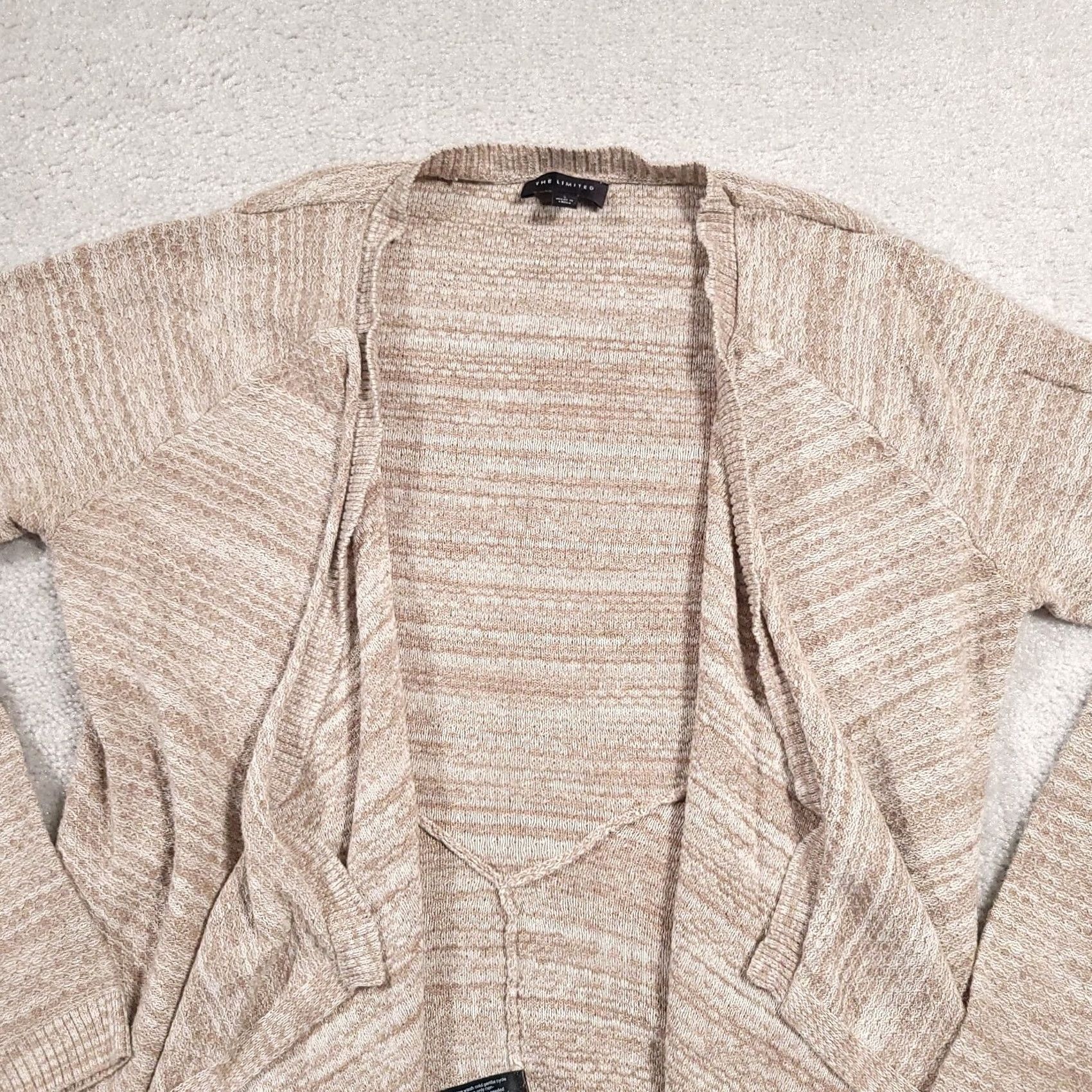 Vintage The Limited Sweater Cardigan Women's Small Beige Knit Long Sleeve Asymmetrical Size S / US 4 / IT 40 - 3 Thumbnail
