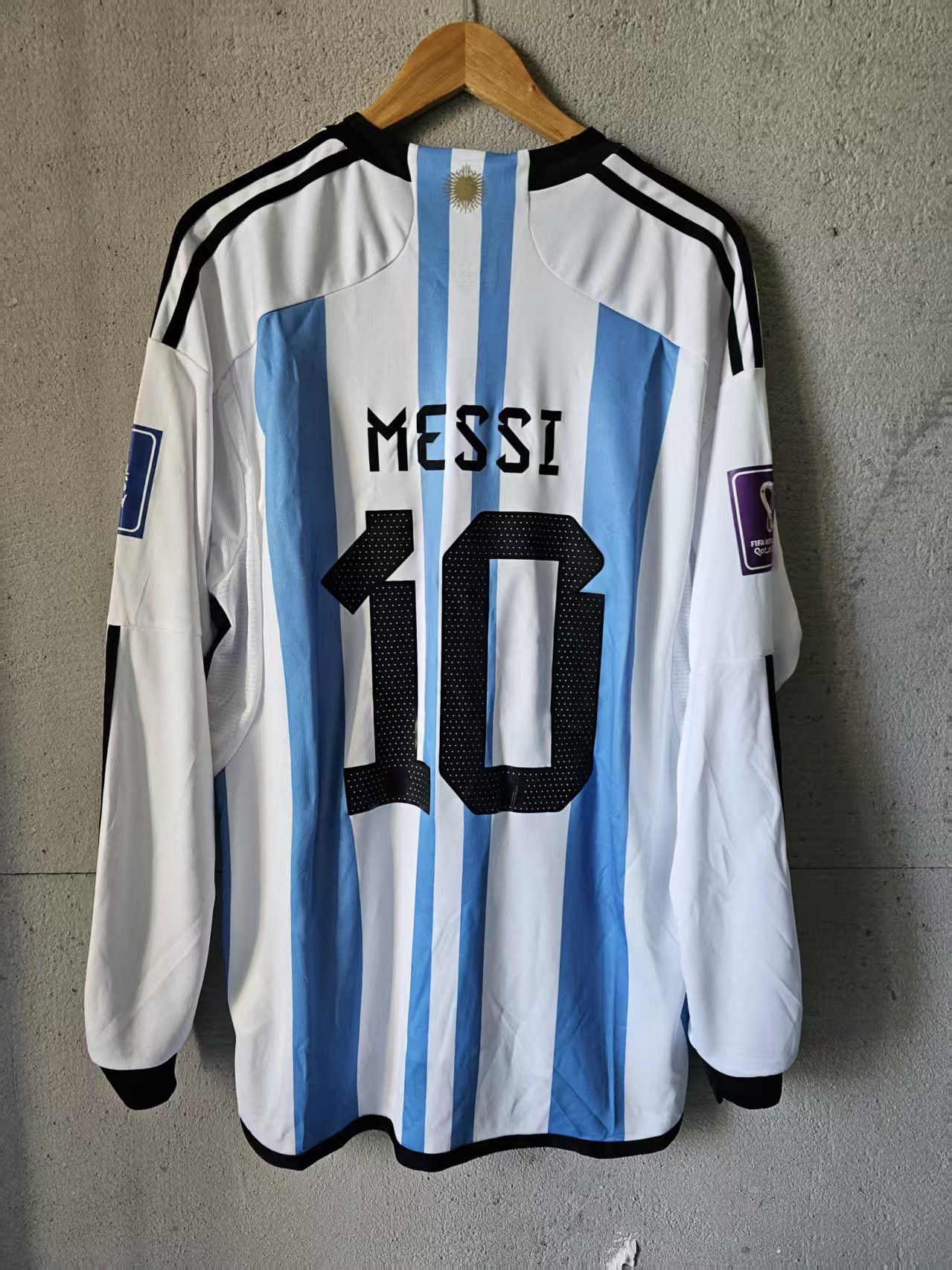2022 World Cup Argentina #10 Messi Jersey Home Longsleeve