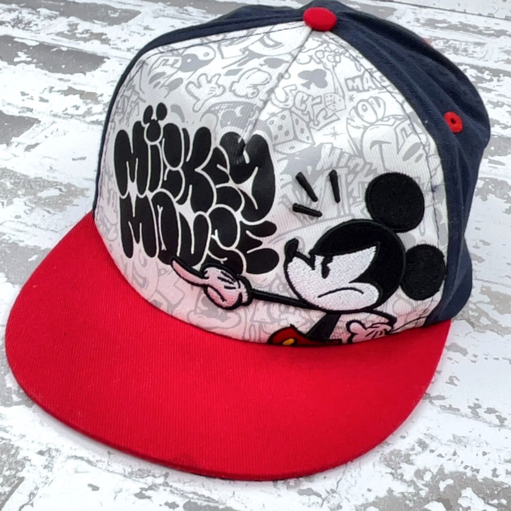 Disney Disney Mickey Mouse Hat Cap Snap Back Blue Red Graffiti Cartoon Skater Hip Hop Size ONE SIZE - 2 Thumbnail