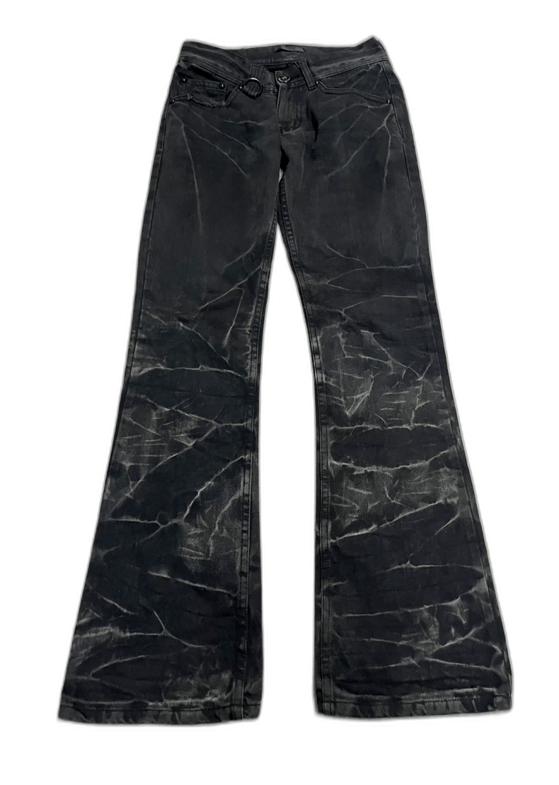 Yohji Yamamoto Vintage Distressed Black Denim Flared Pants-2506 Size 28" / US 6 / IT 42 - 1 Thumbnail