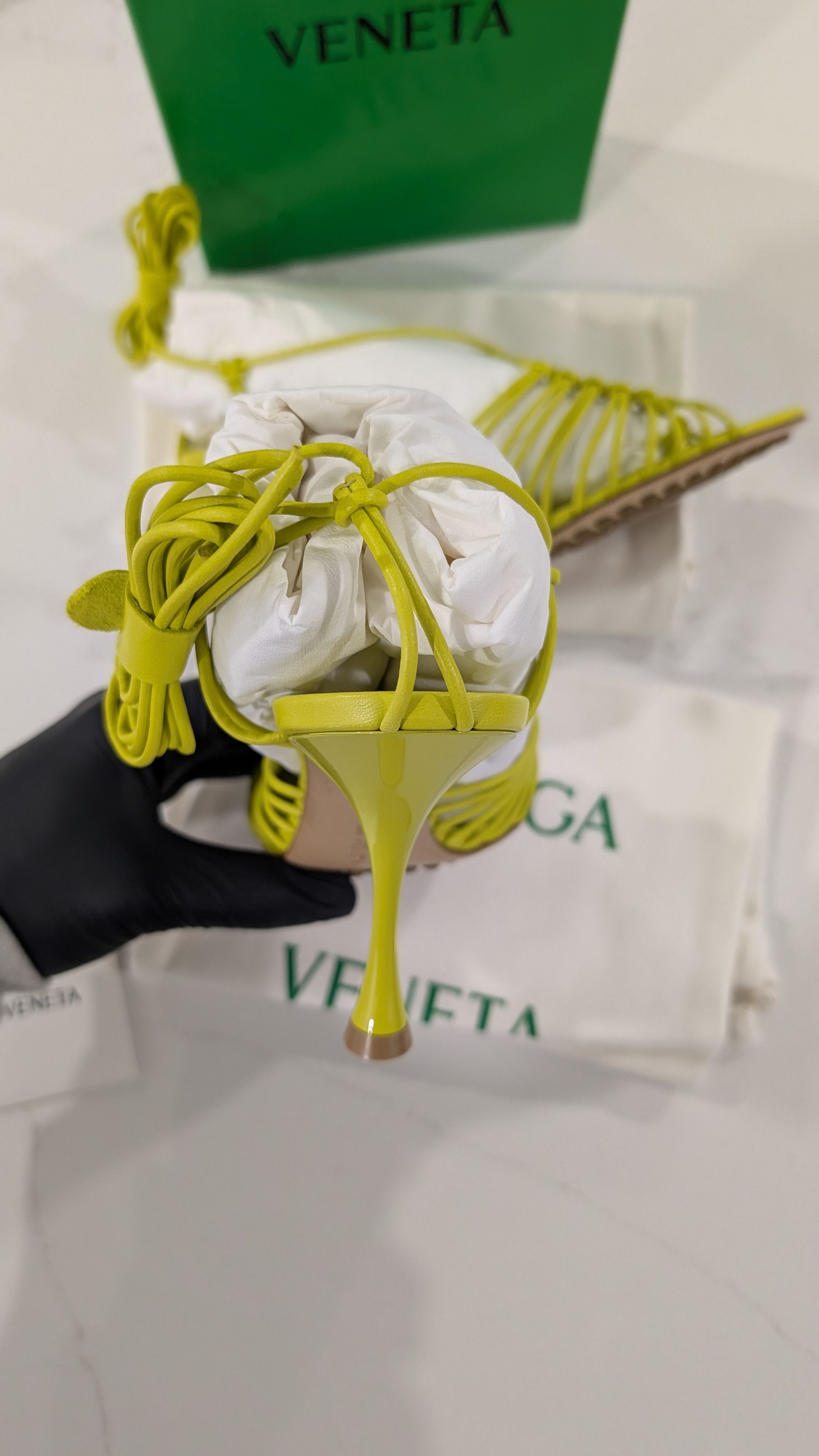 Bottega Veneta Bottega Veneta Dot Lace-Up Sandals Kiwi Leather Size US 7 / IT 37 - 15 Thumbnail