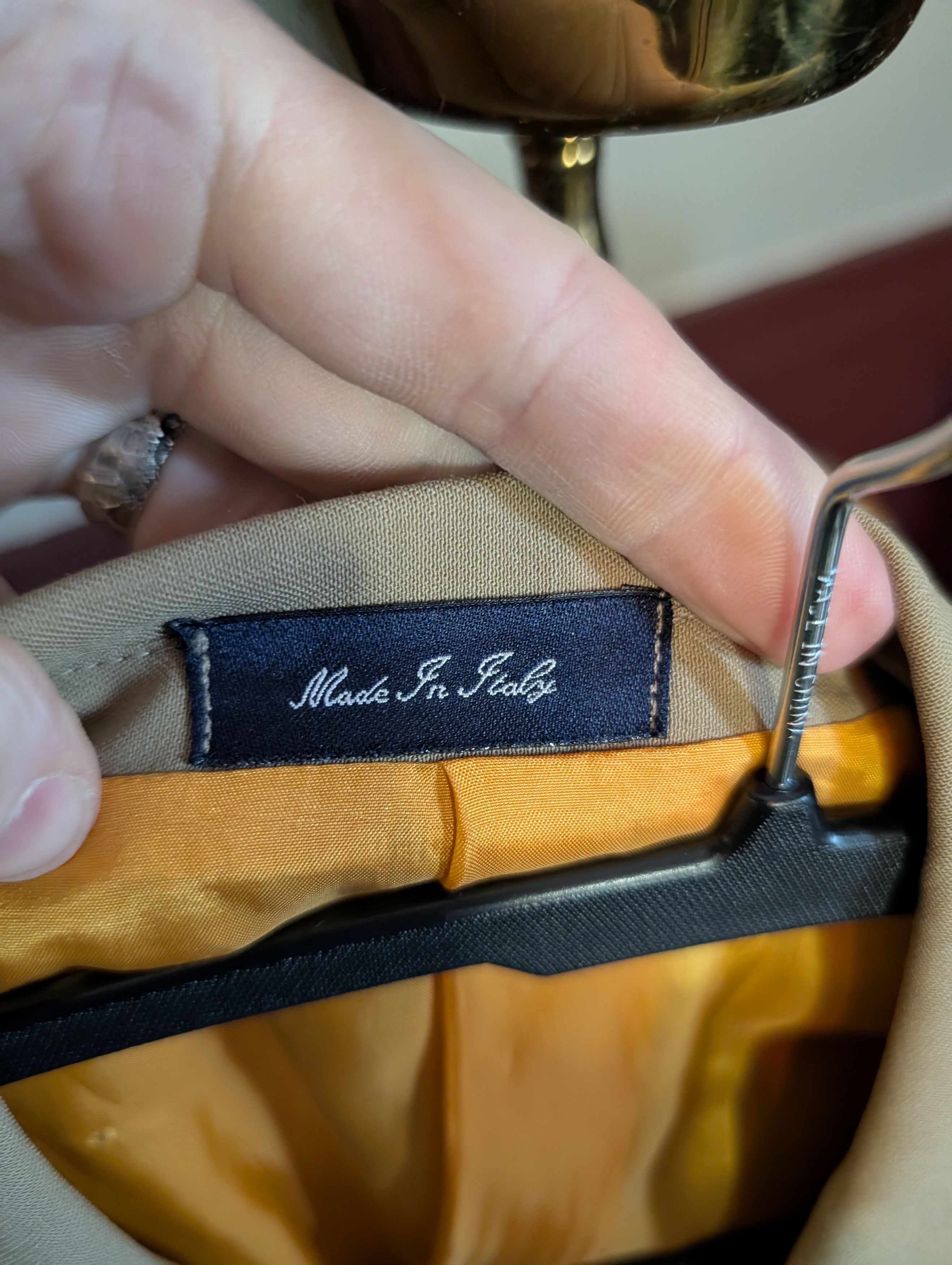 Handmade SANFORD BRYANT bespoke peak lapel high twist tan jkt Size 40R - 8 Thumbnail