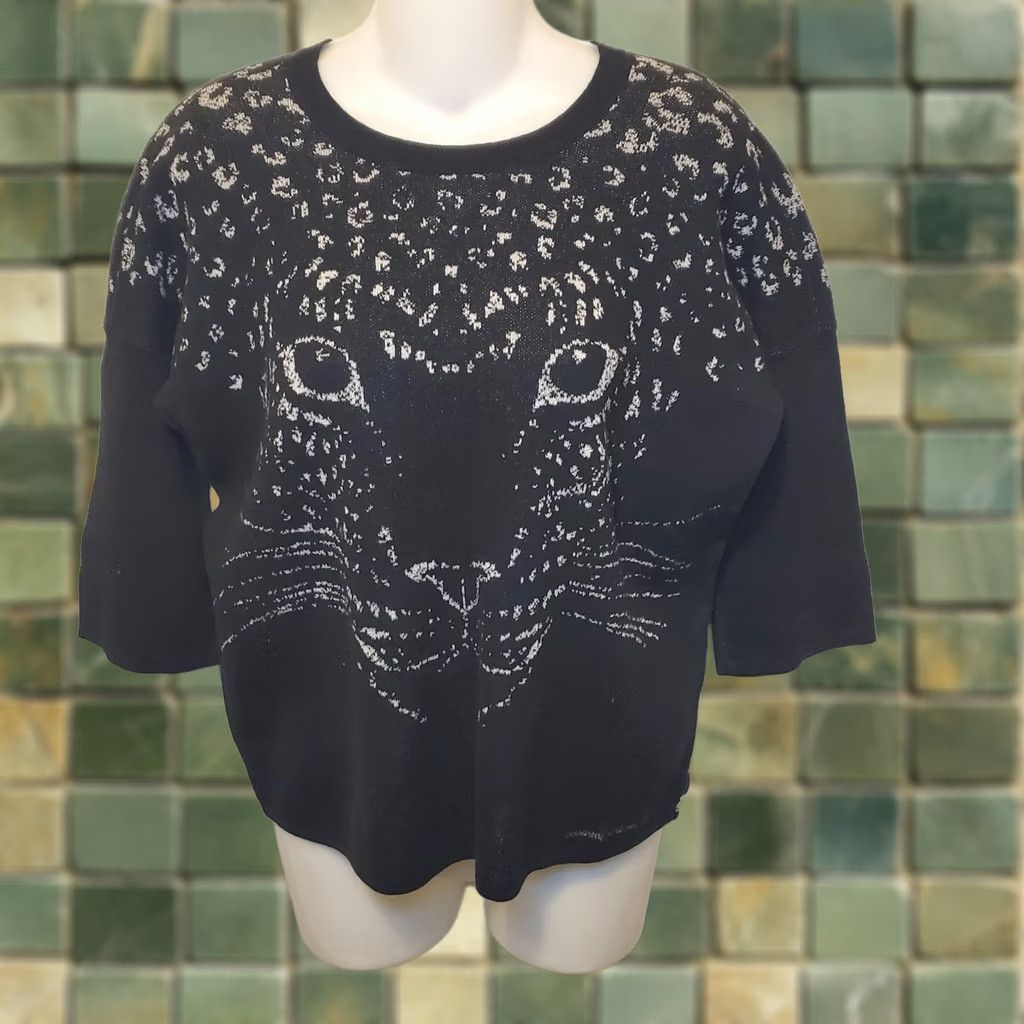 Armani Exchange Armani Exchange Sweater Womens XS 3/4 Sleeve Cheetah Print Black Chic City Size XS / US 0-2 / IT 36-38 - 1 Thumbnail