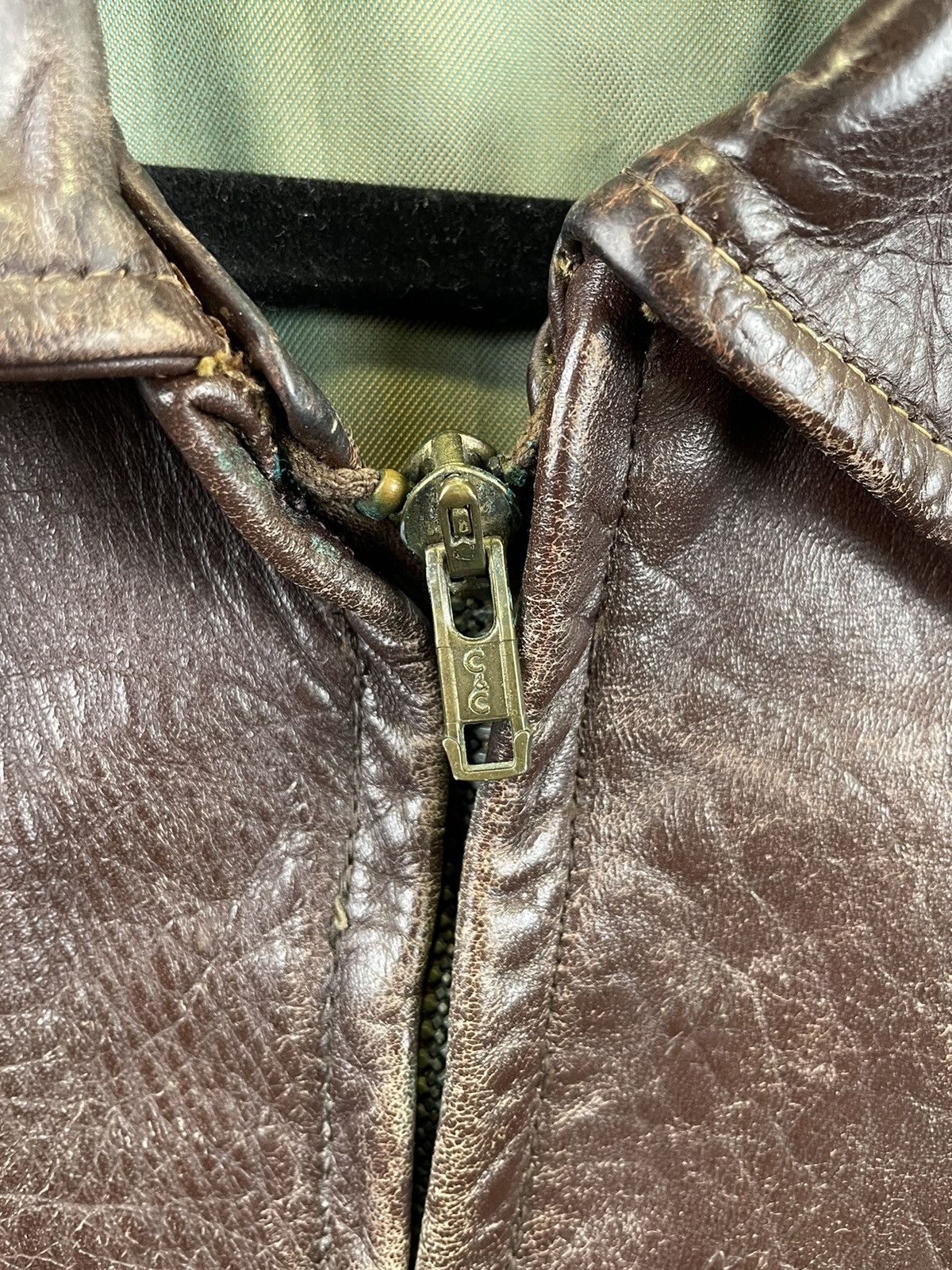 40s 50s Distressed Brown Leather Bomber Jacker