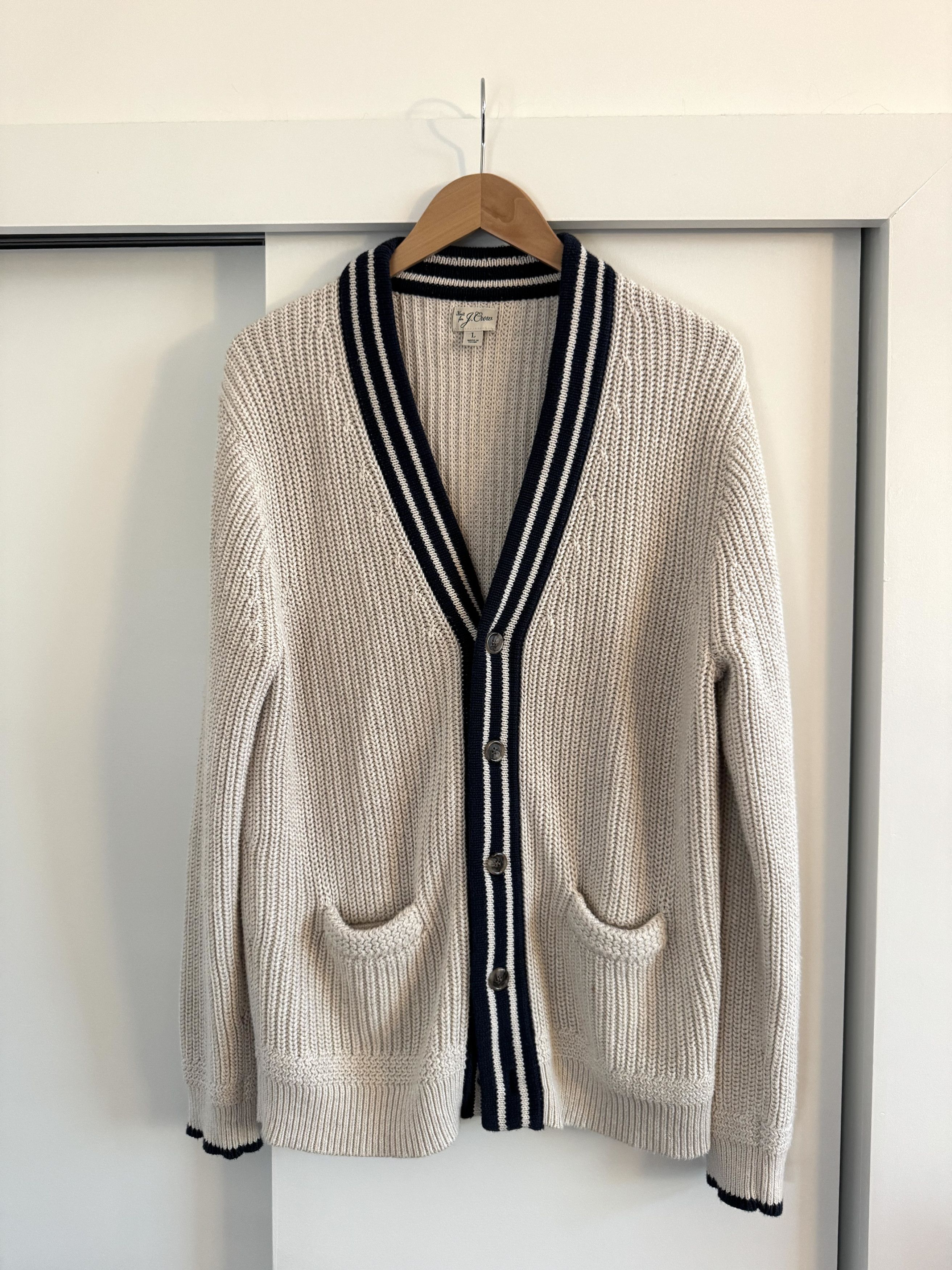 J.Crew J.Crew Lightweight Cotton Varsity Stripe Cardigan, size L Size 40 - 1 Thumbnail