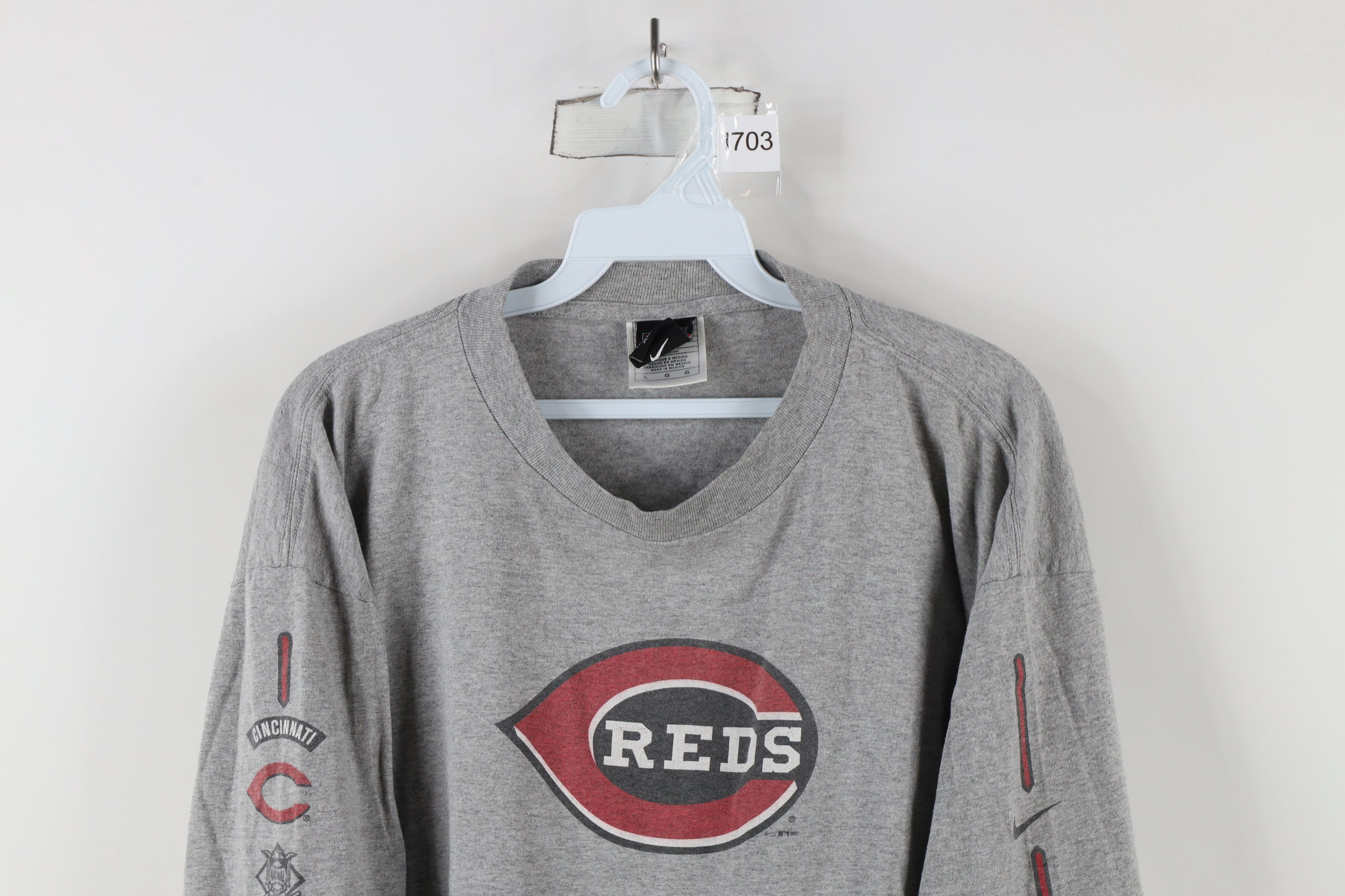 Nike × Vintage Vintage Y2K Nike Swoosh Cincinnati Reds Long Sleeve T-Shirt Size US L / EU 52-54 / 3 - 2 Thumbnail