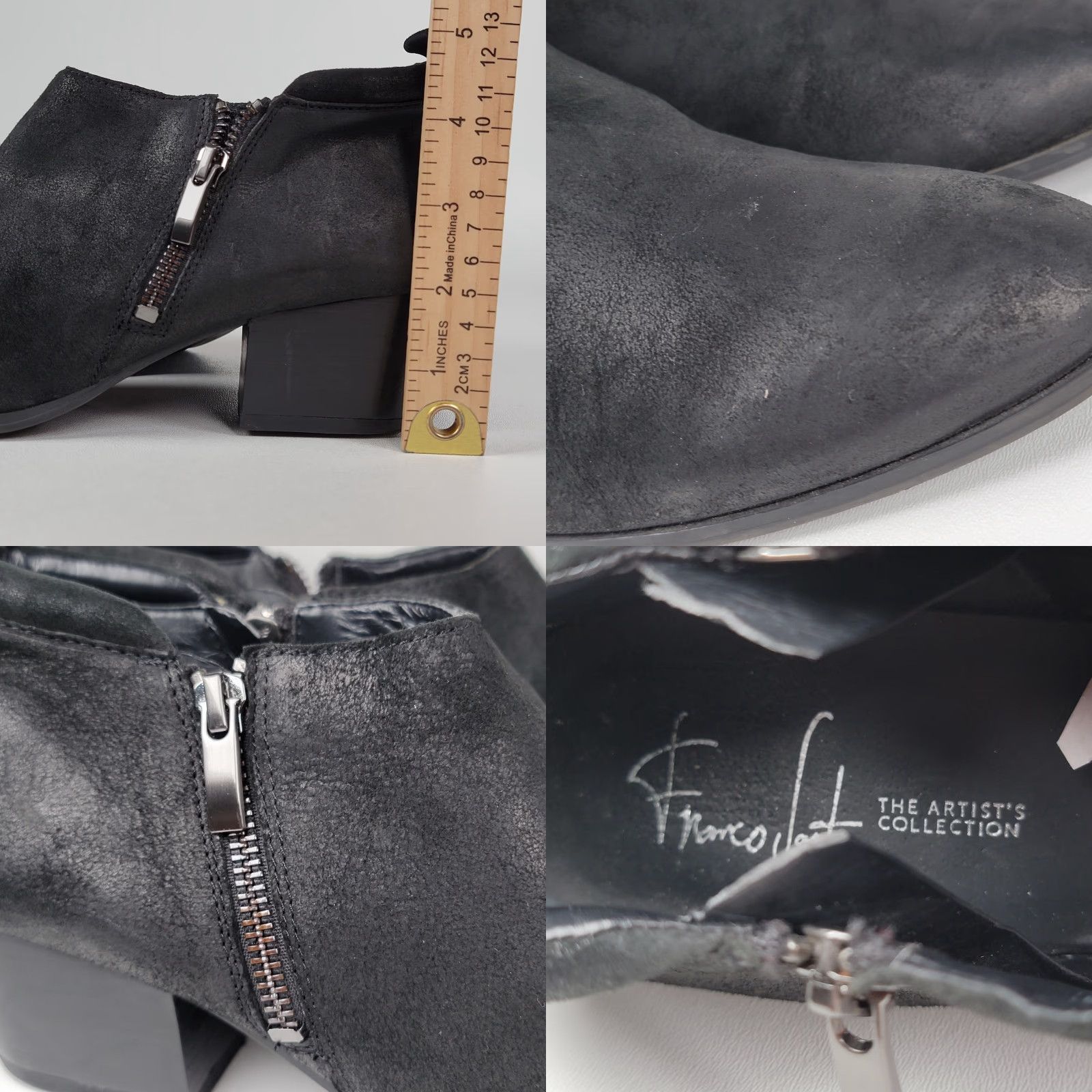 Franco Sarto Franco Sarto Granite Black Booties Women 9 M Block Heel Ankle Bootie Leather Rubber Zip Solid Black Fall Winter Spring Women Size US 9 / IT 39 - 8 Thumbnail