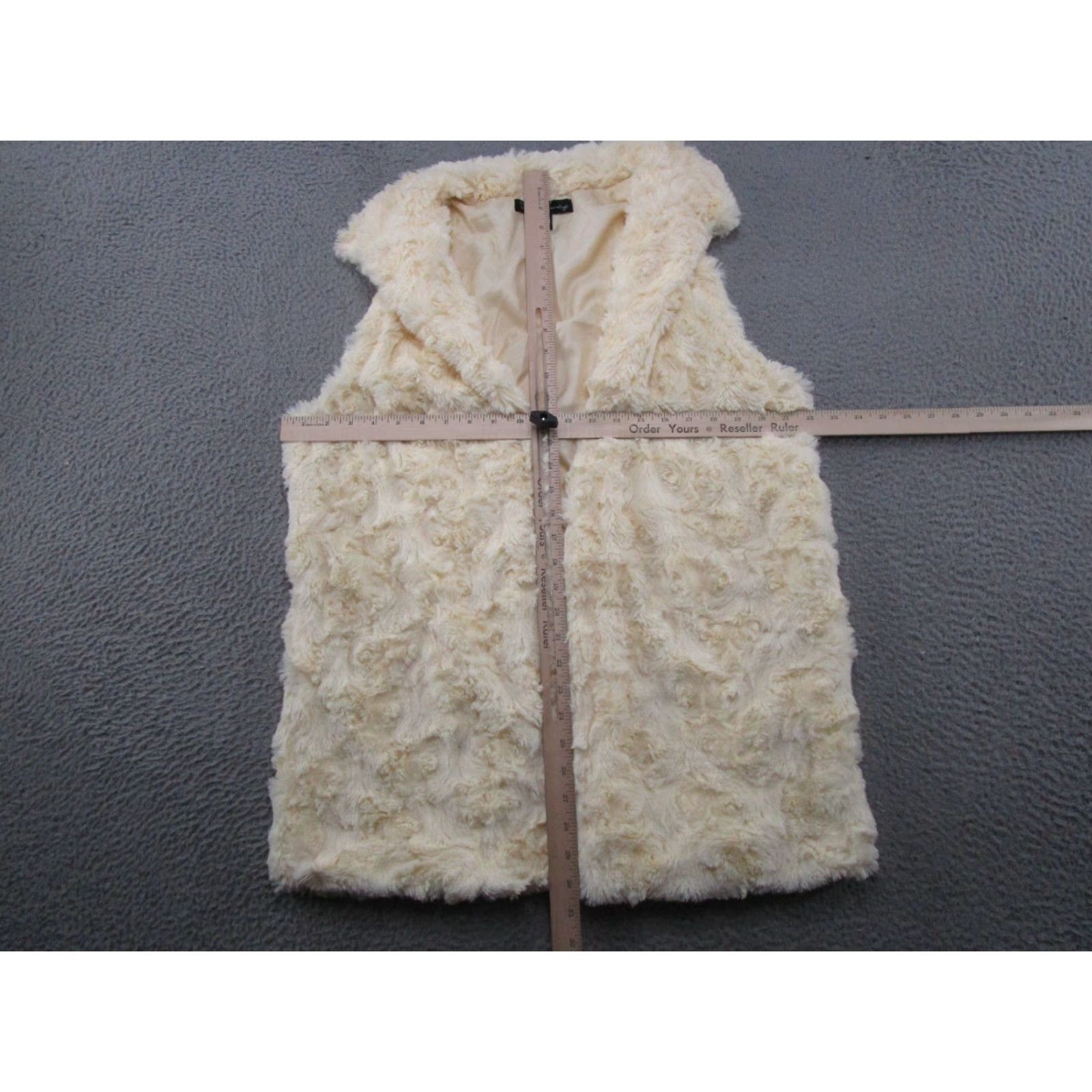 Vintage French Laundry Vest Women’s L Ivory Cream Faux Fur Pockets Open Front Size L / US 10 / IT 46 - 3 Thumbnail