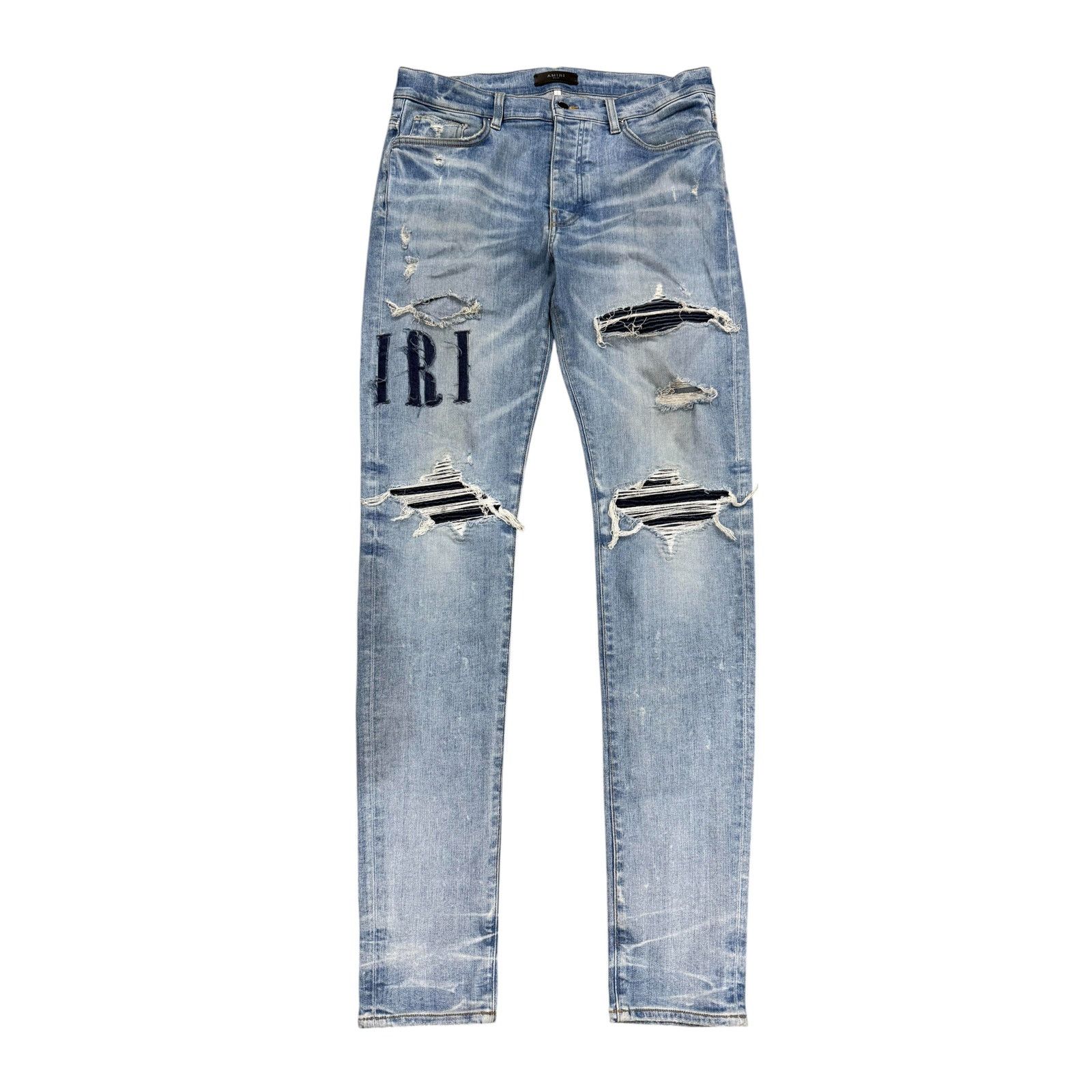 Amiri Amiri MX1 Applique Light Wash Denim Jeans Size US 36 / EU 52 - 1 Thumbnail