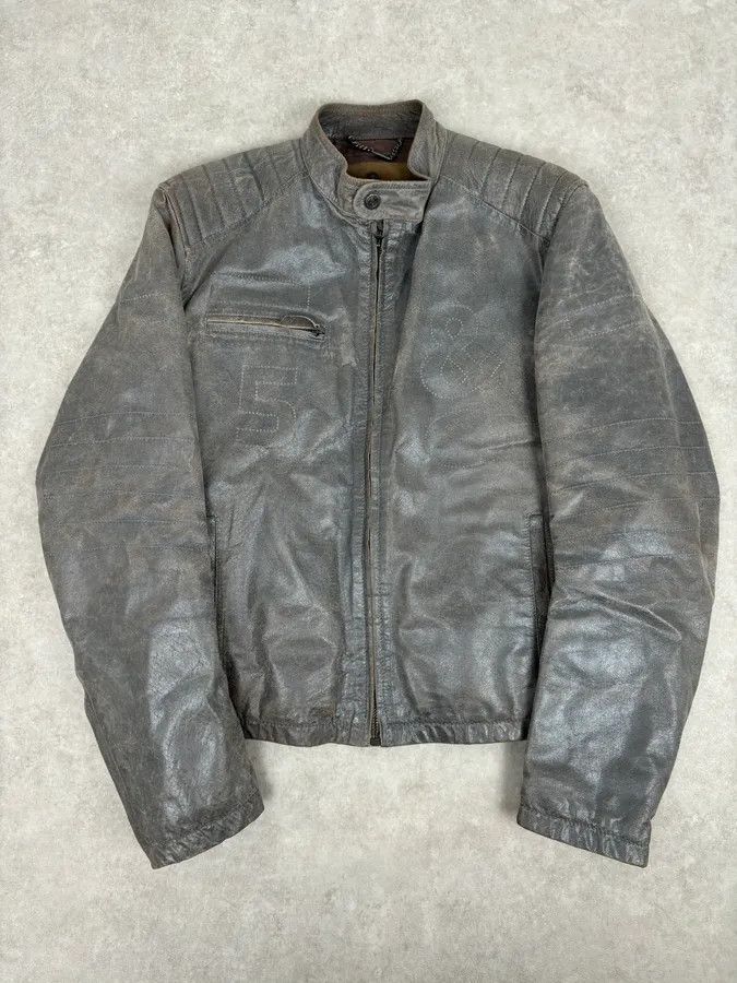 Dolce & Gabbana 1990s Dolce & Gabbana Avant-Garde Grey Moto Leather Jacket Size US L / EU 52-54 / 3 - 1 Thumbnail