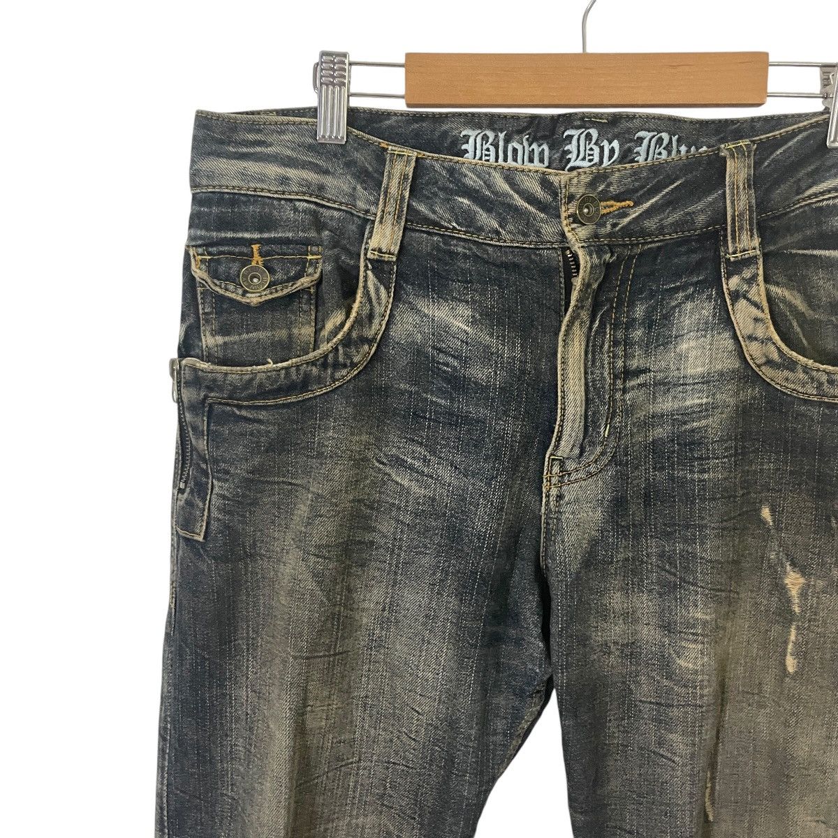 Japanese Brand Vintage Blow By Blue Distressed Denim Size US 36 / EU 52 - 3 Thumbnail