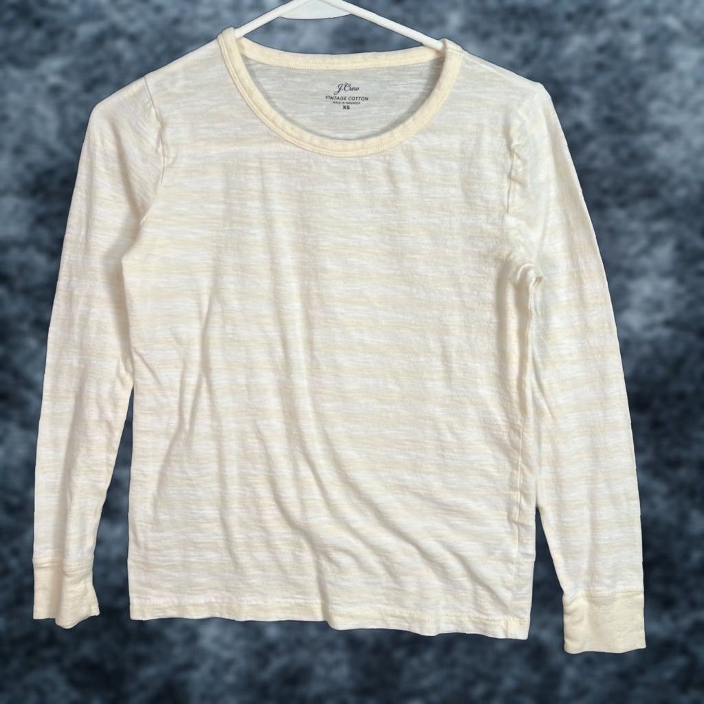 J.Crew J. Crew Shirt Womens XS Cotton Long Sleeve Soft Cream Slub Knit Top Size XS / US 0-2 / IT 36-38 - 1 Thumbnail