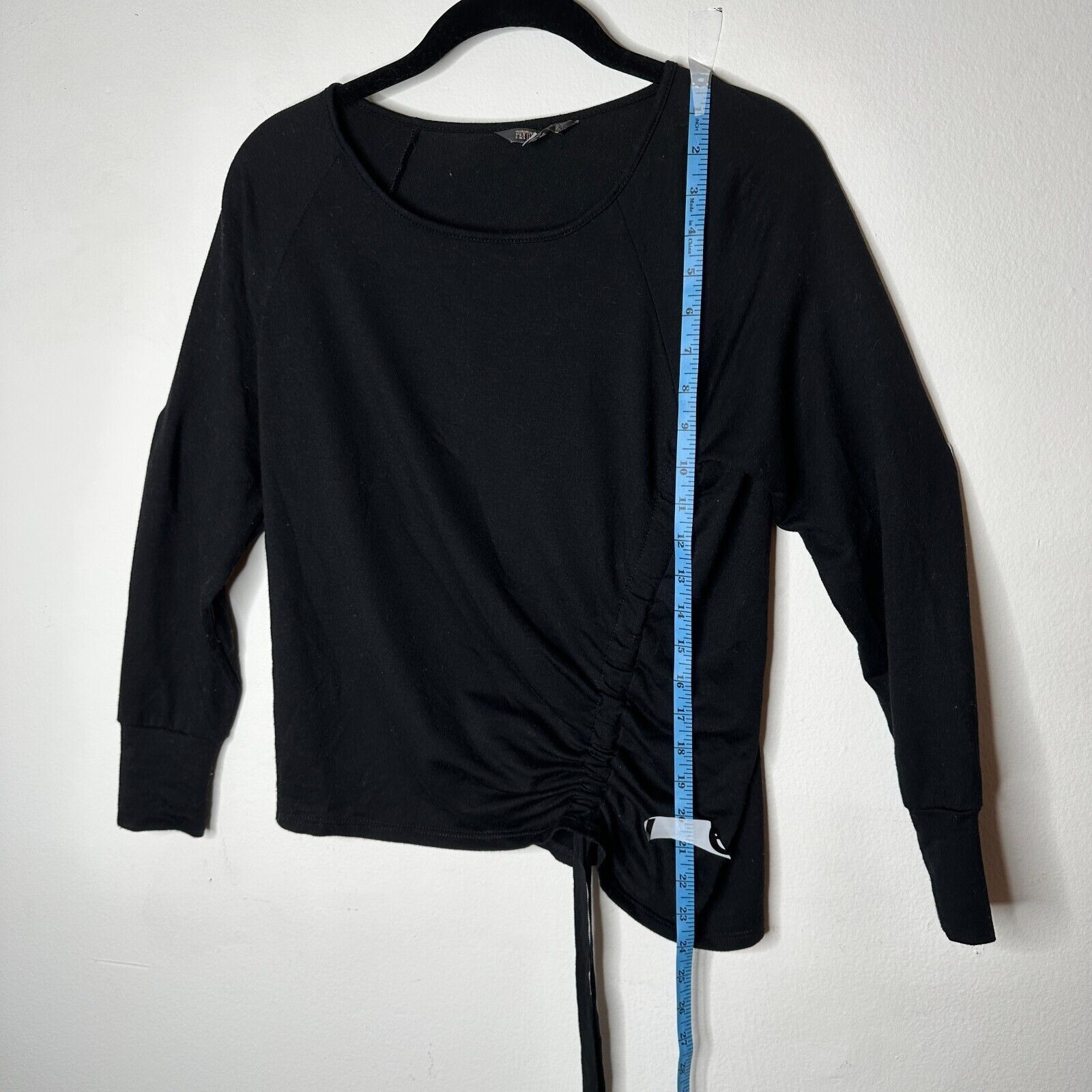 Other Peyton Jensen Black Ruched Side Tie Banded Cuff Blouse XS Size XS / US 0-2 / IT 36-38 - 6 Thumbnail