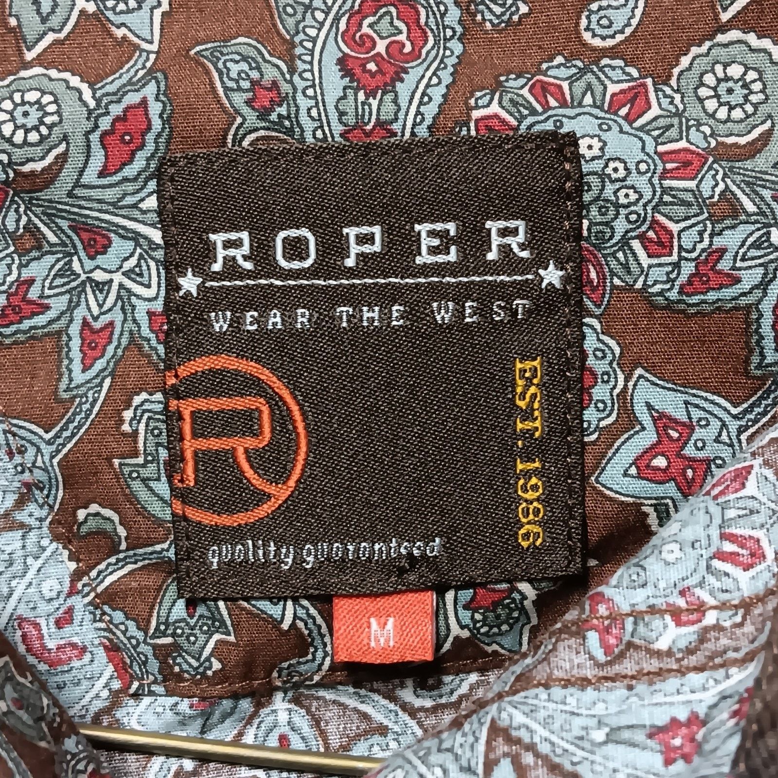 Roper Roper Men Western Shirt Medium Brown Red Paisley Long Sleeve Size US M / EU 48-50 / 2 - 3 Thumbnail