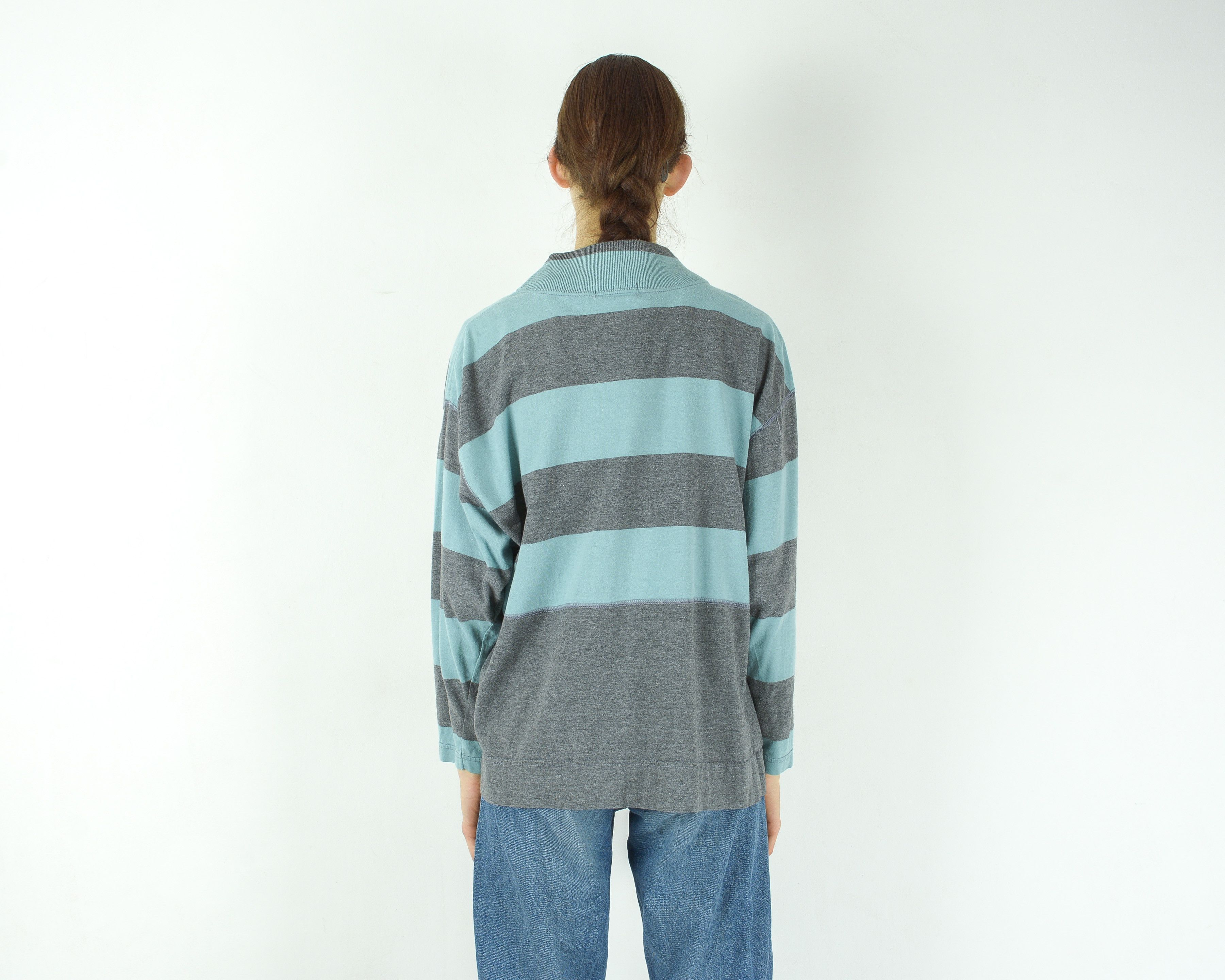 By Together × Vintage TOGETHER Turtle Neck Pullover Long Sleeve T-Shirt Striped Size S / US 4 / IT 40 - 3 Thumbnail