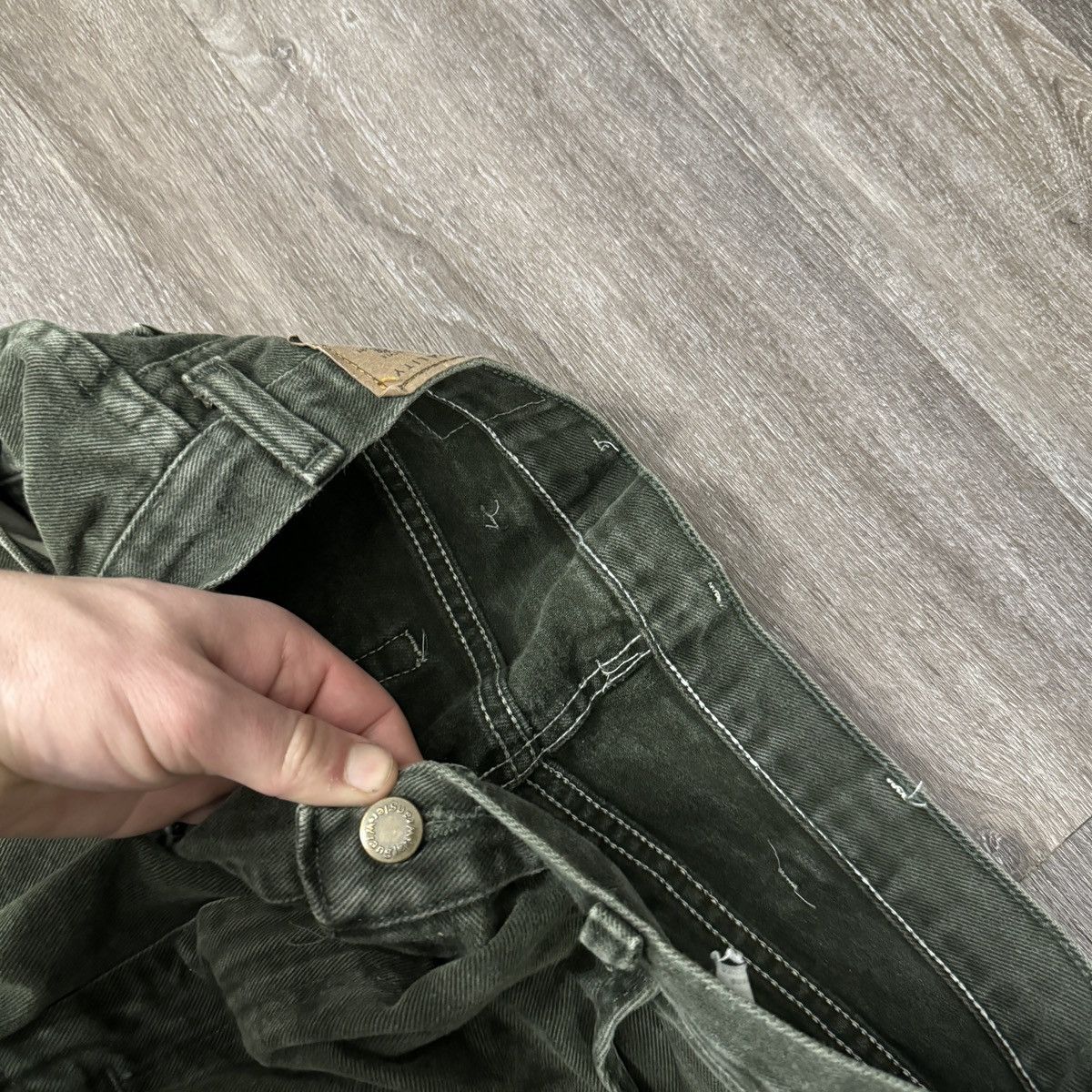 Vintage × Wrangler Vintage 90d Wrangler olive green wide leg essential jeans Size US 36 / EU 52 - 5 Thumbnail