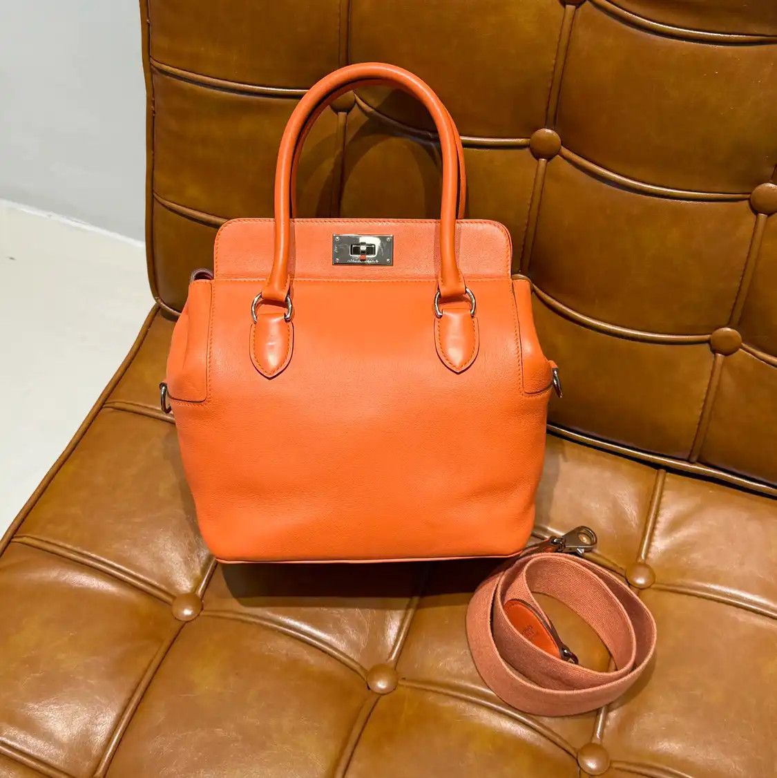 Hermes Hermes Toolbox 20 orange Evercolor cowhide leather shoulder bag silver hardware Size ONE SIZE - 1 Thumbnail