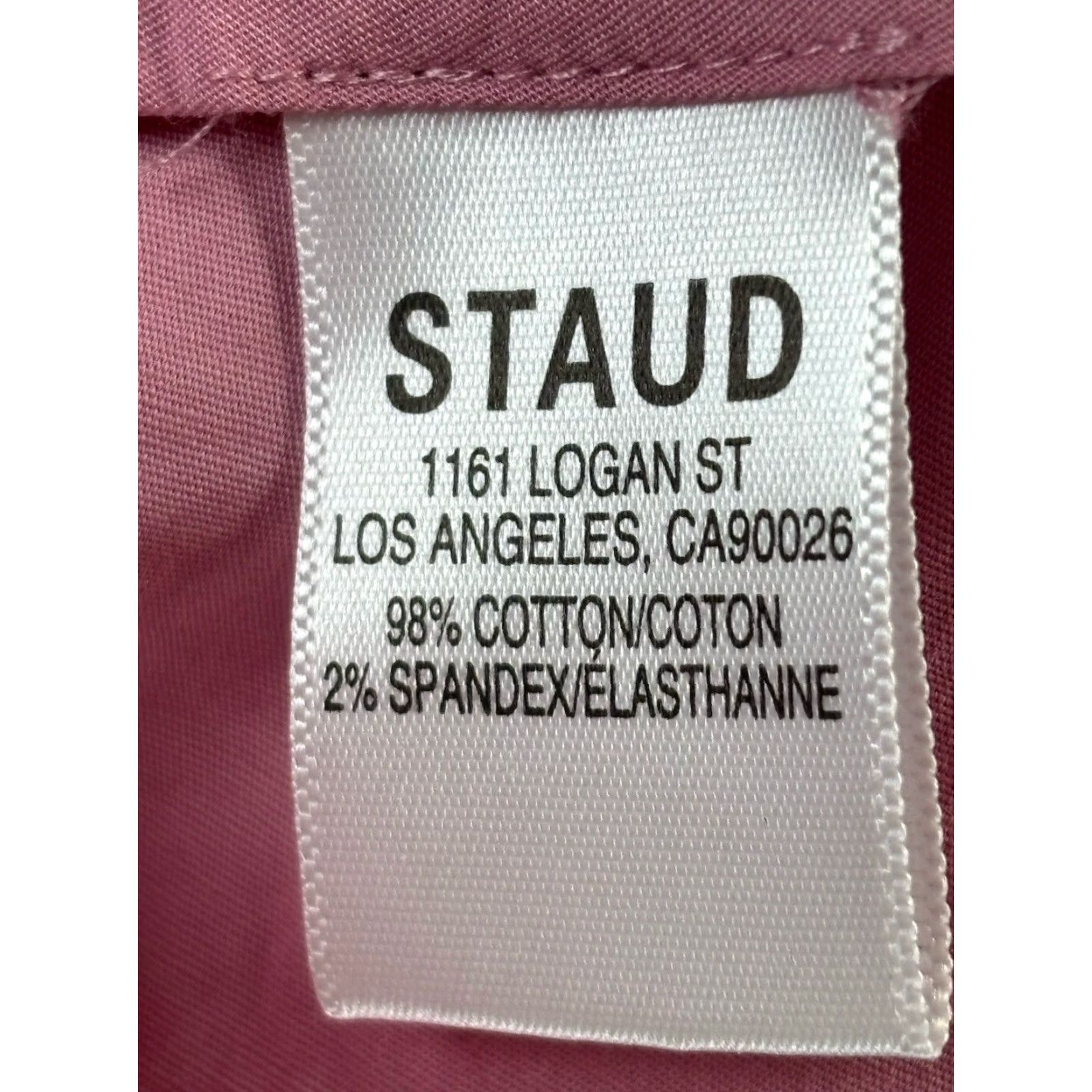 Staud STAUD Shelby Peplum Top Shirt Medium Pink Poplin 3/4 Sleeve V-Neck Blouse Womens Size M / US 6-8 / IT 42-44 - 7 Thumbnail