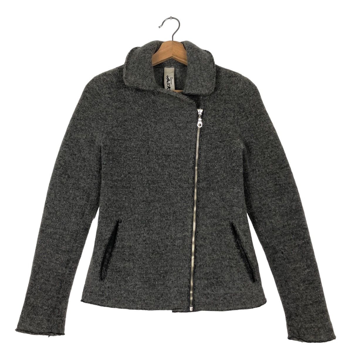 Japanese Brand 🔥Rare Asymmetric Biker Zipper Jacket Wool Ask Me Italy Made Size US S / EU 44-46 / 1 - 1 Thumbnail