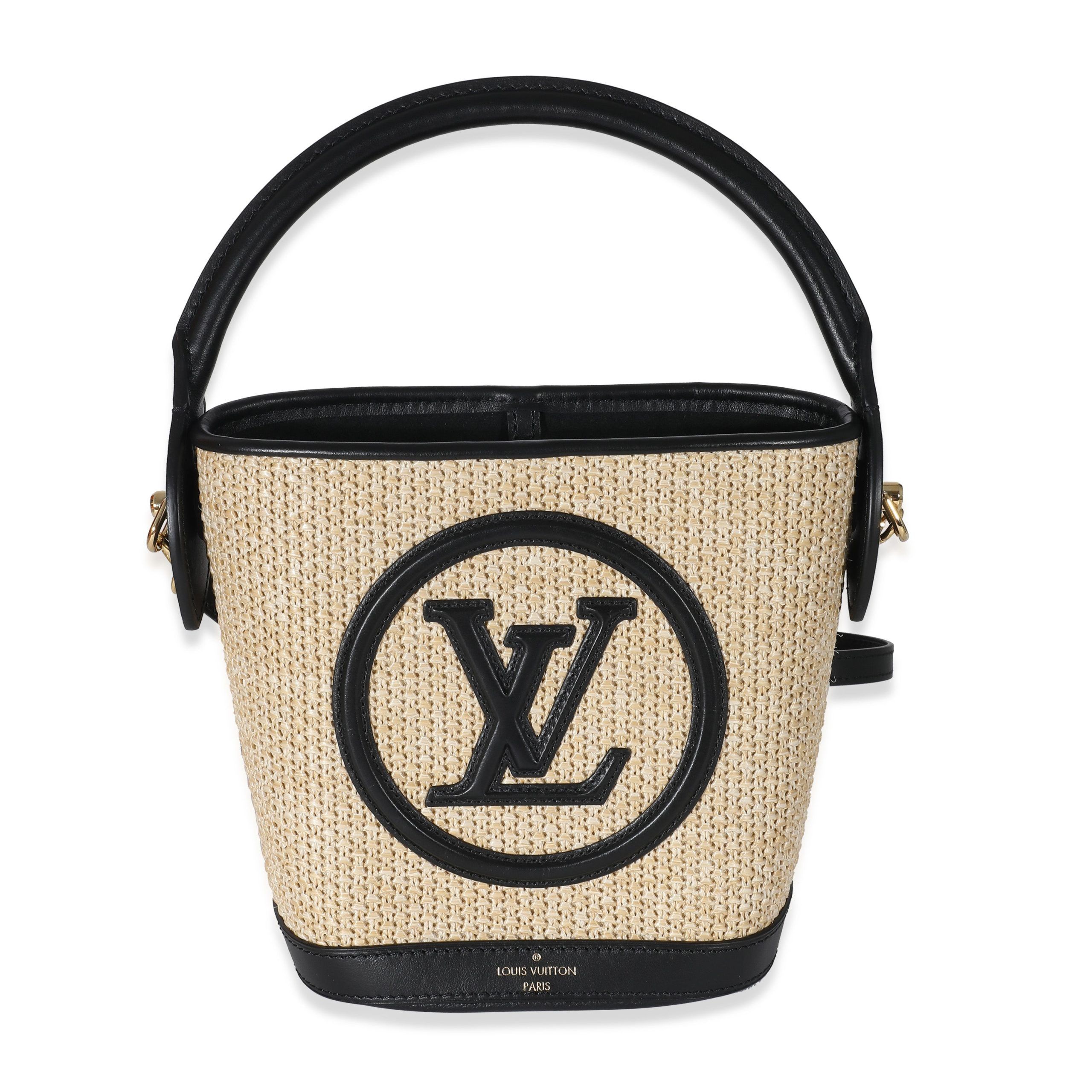 Louis Vuitton Black Beige Raffia Petit Bucket Bag