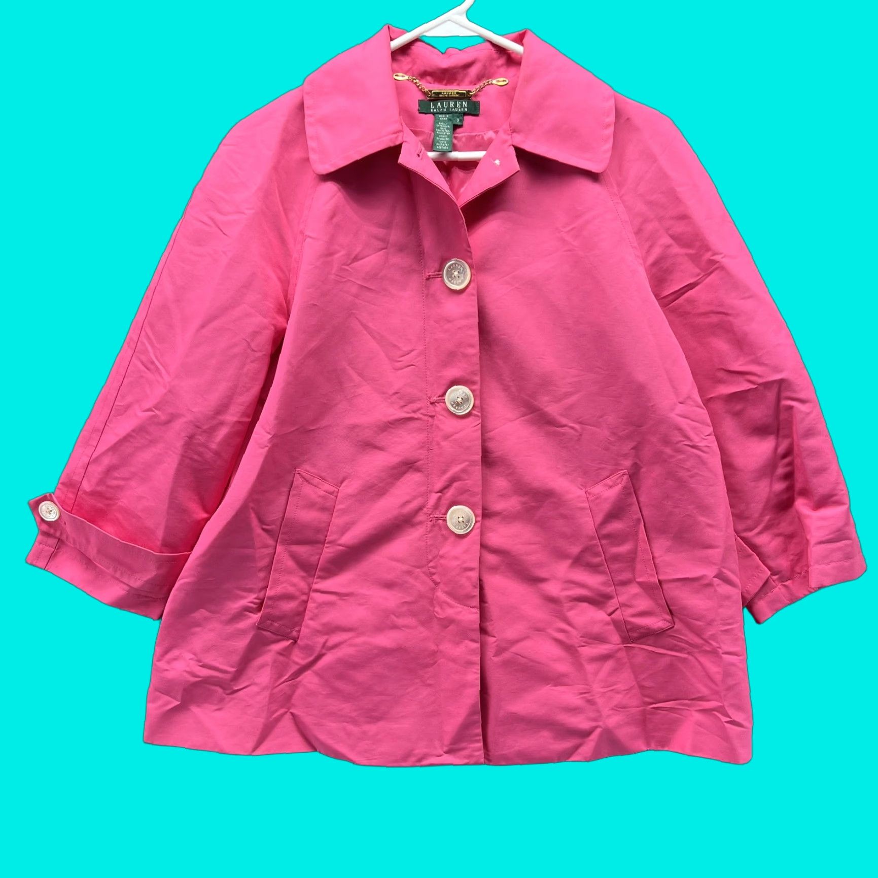Ralph Lauren Lauren Ralph Lauren Jacket Womens Small Pink Button Front Short Swing Coat Size 28" / US 6 / IT 42 - 1 Thumbnail