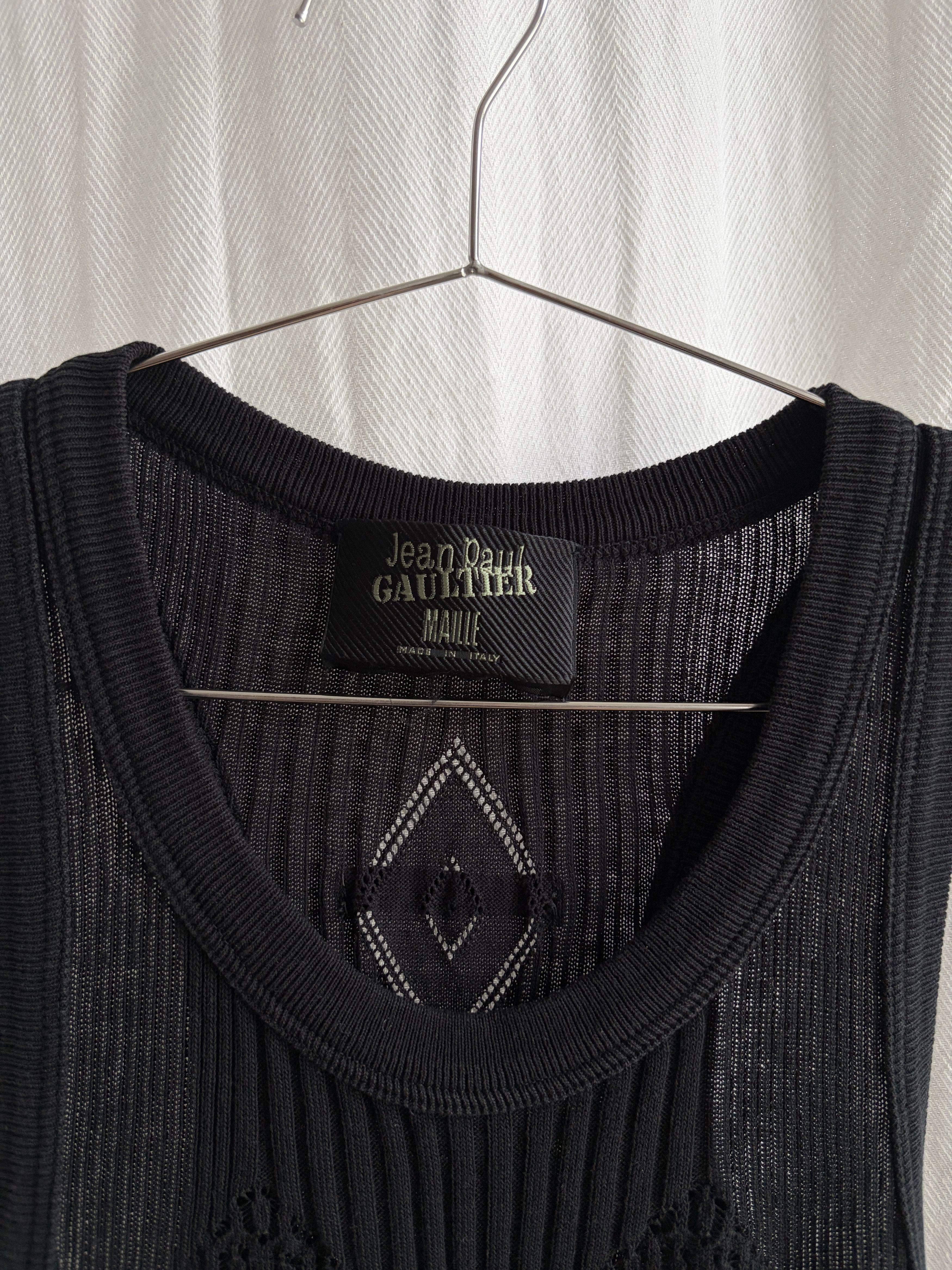 Jean Paul Gaultier 90s Structured Semi-Sheer Ribbed Mini Dress Size M / US 6-8 / IT 42-44 - 4 Thumbnail
